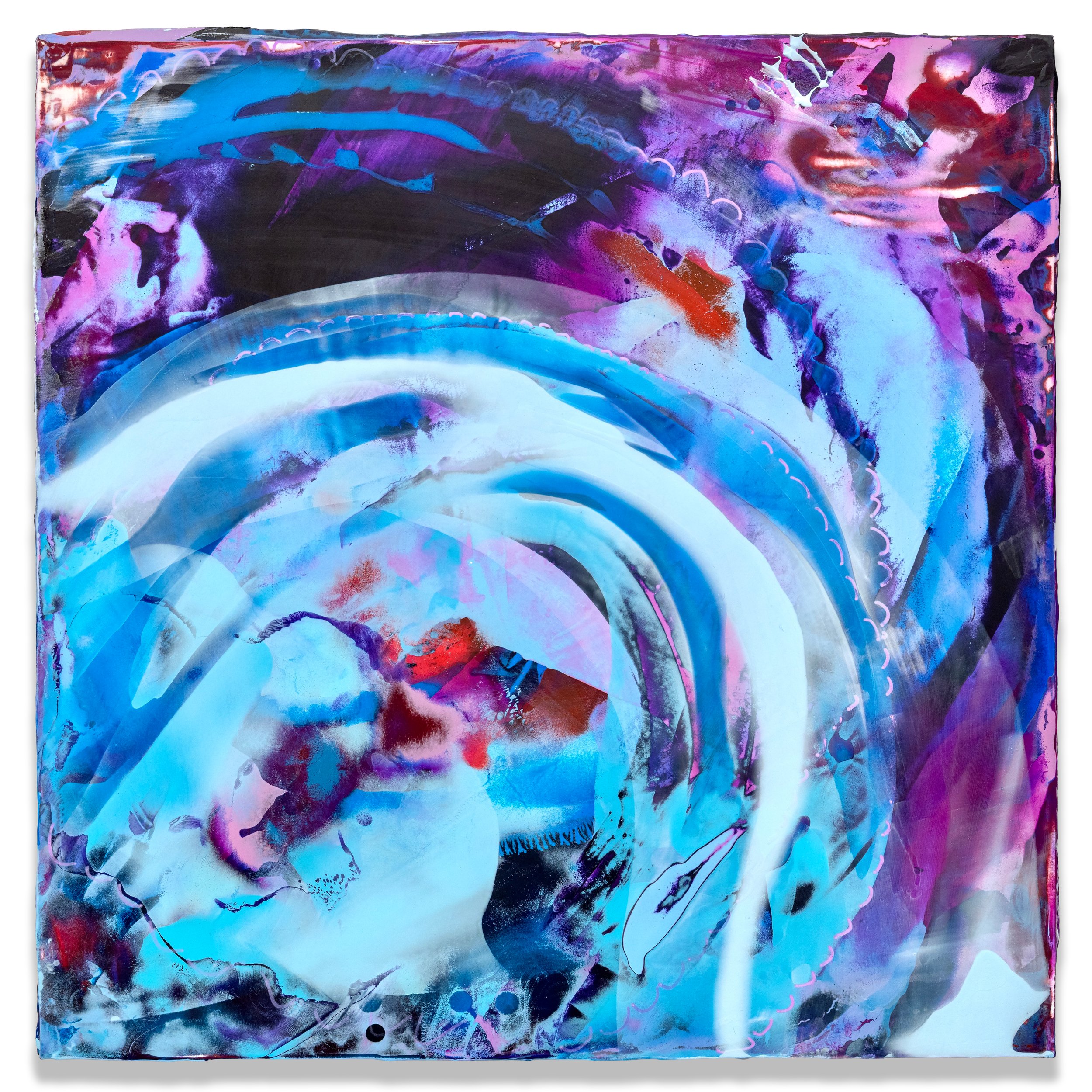 Marshmallow Sea, 2026, acrylic & seawater on panel, 24 x 24 x 2.5 inches. 