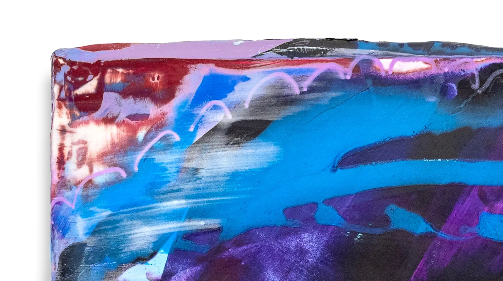 Marshmallow Sea (detail), 2026, acrylic & seawater on panel, 24 x 24 x 2.5 inches. 