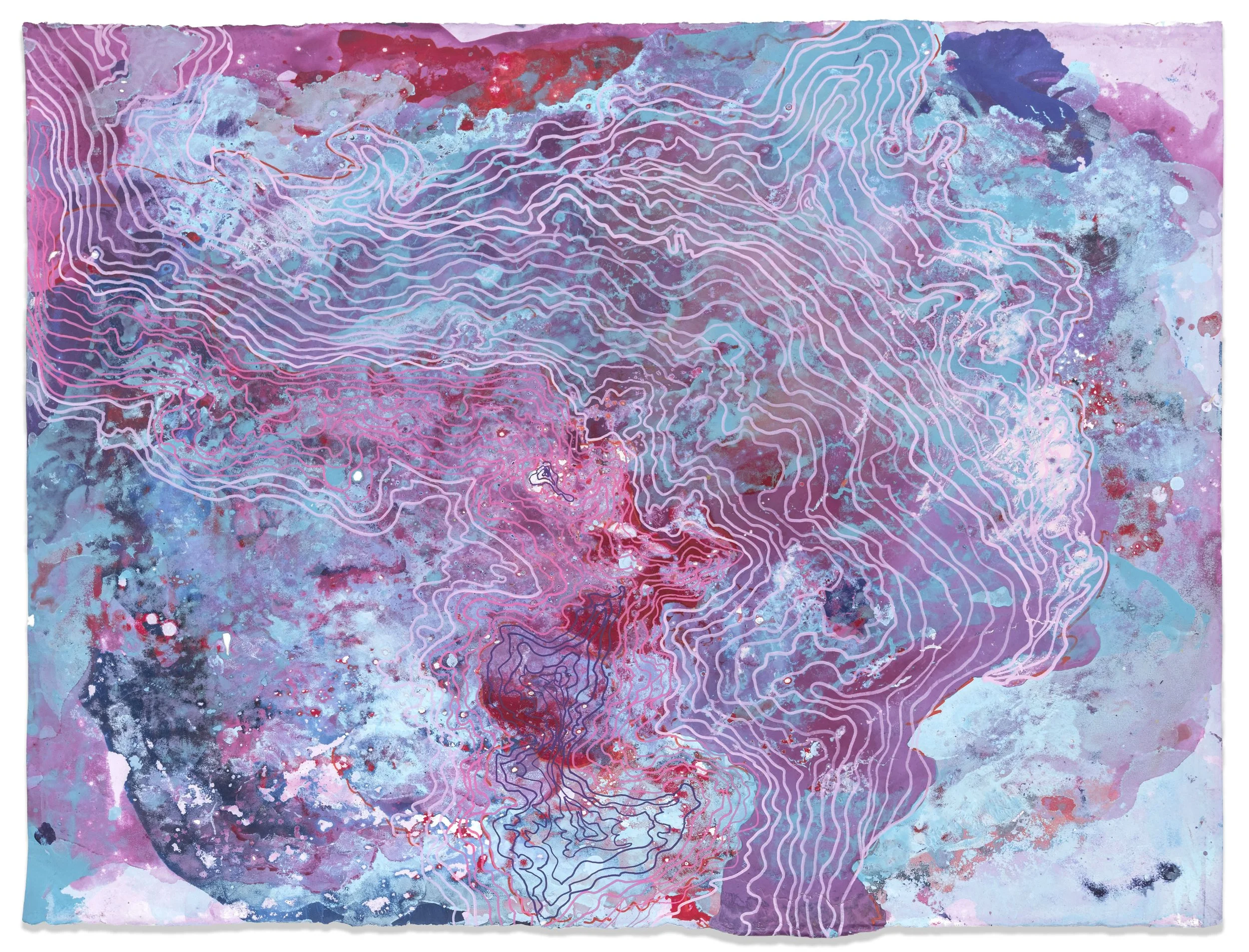 Trace, 2025, acrylic & seawater on paper, 22.5 x 30 inches.