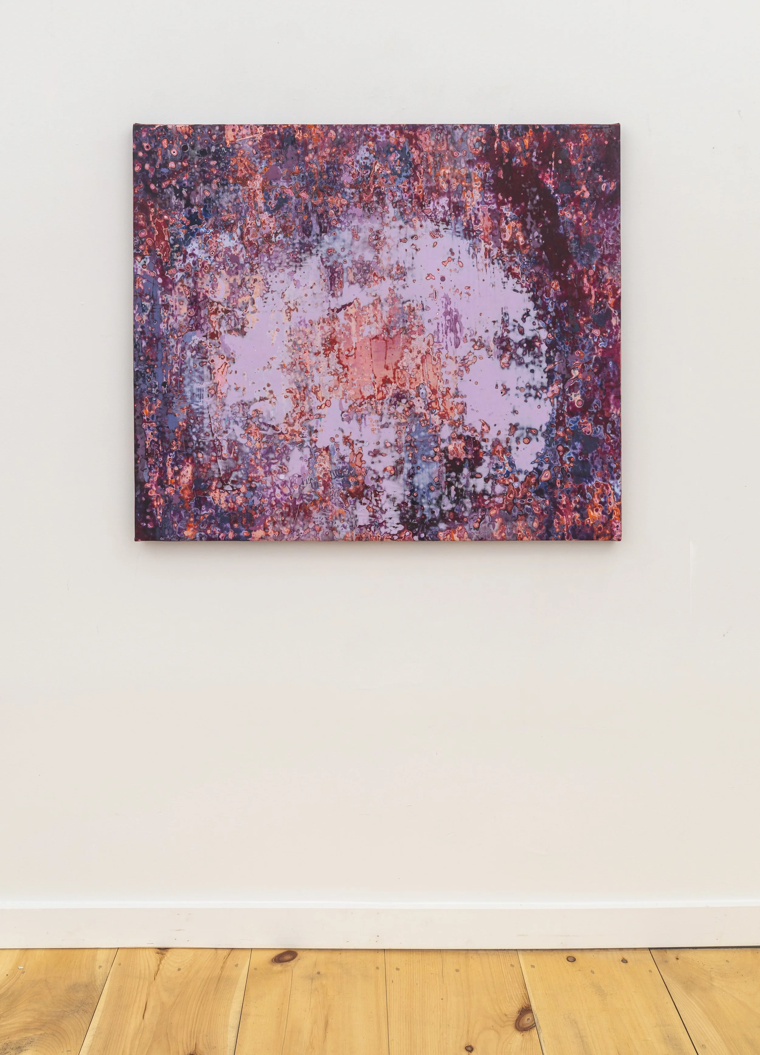 Honey Hole, 2026, acrylic, seawater & beach glass on canvas, 34 x 40 x 1.5 inches.