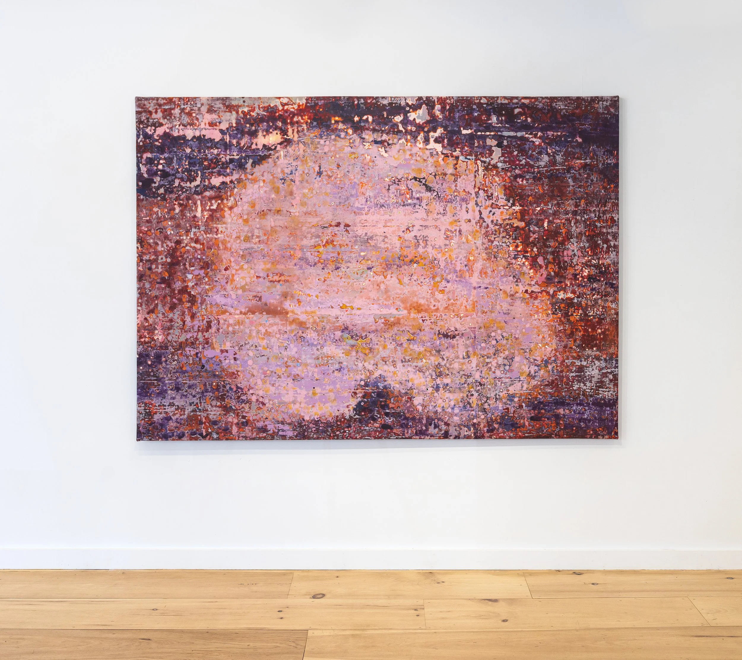 Sugar Reef, 2026, acrylic, seawater & beach glass on canvas, 60 x 84 x 1.5 inches.