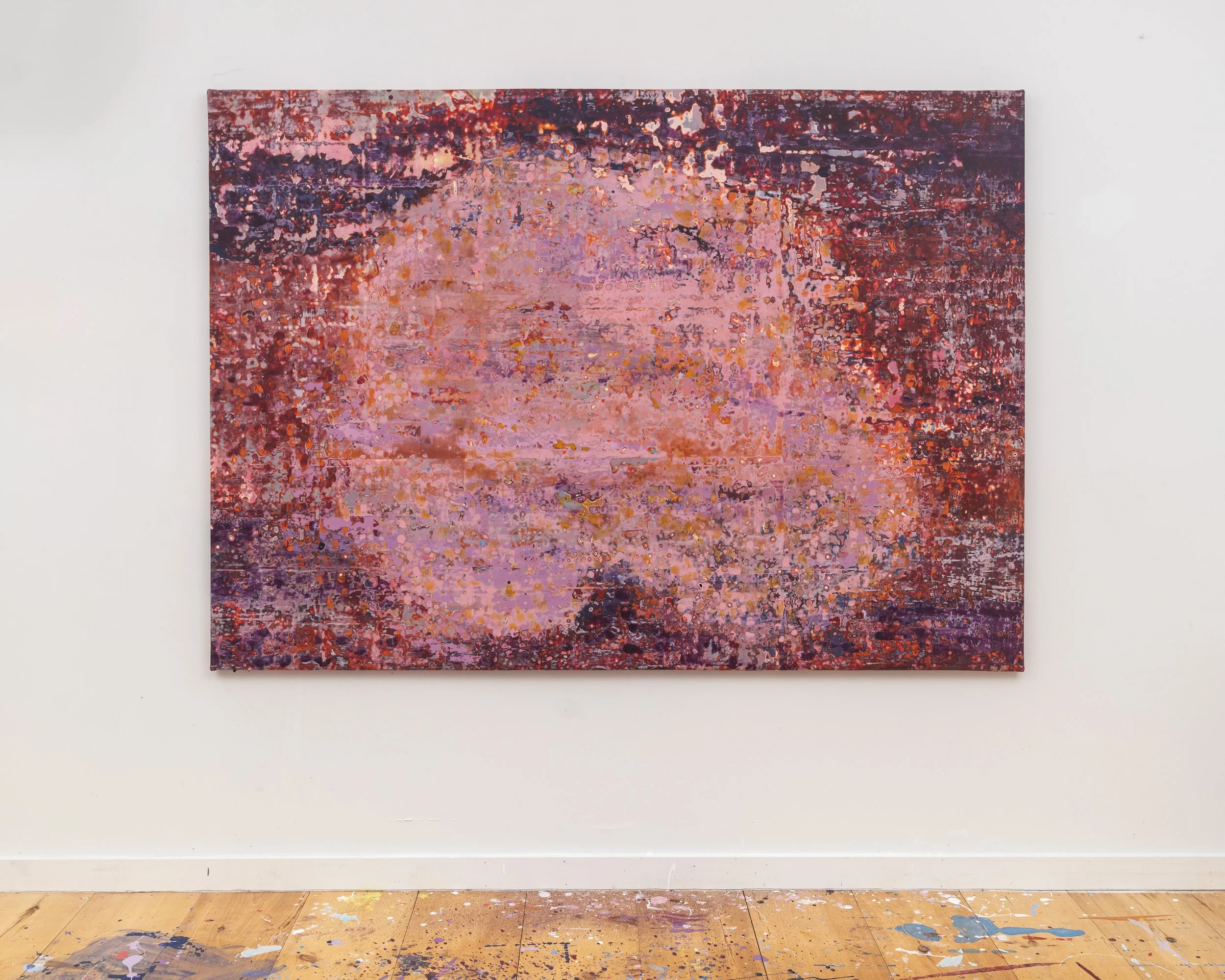 Sugar Reef, 2026, acrylic, seawater & beach glass on canvas, 60 x 84 x 1.5 inches.