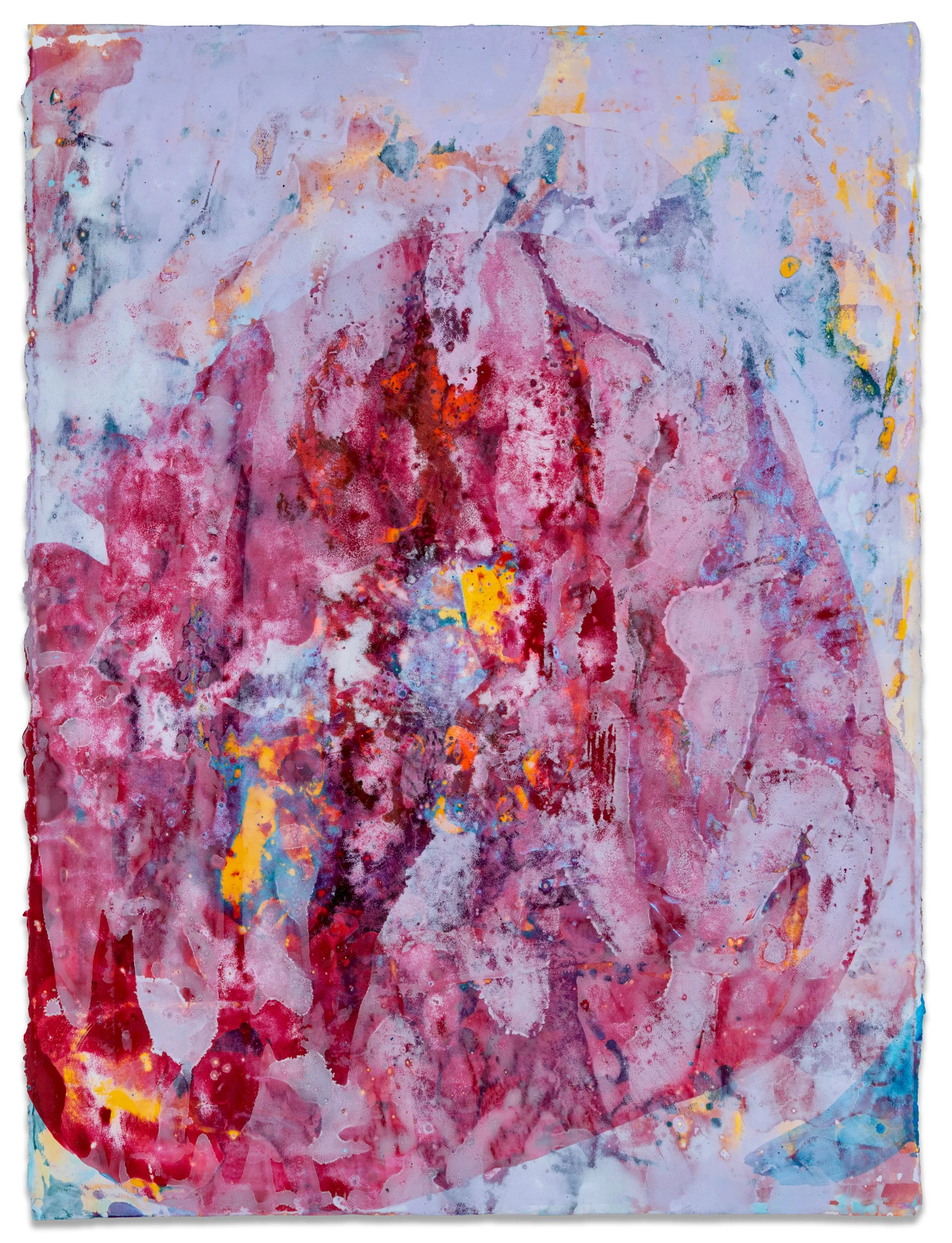 Bloom &  Bruise, 2026,
acrylic & seawater on paper,
30 x 22 inches.