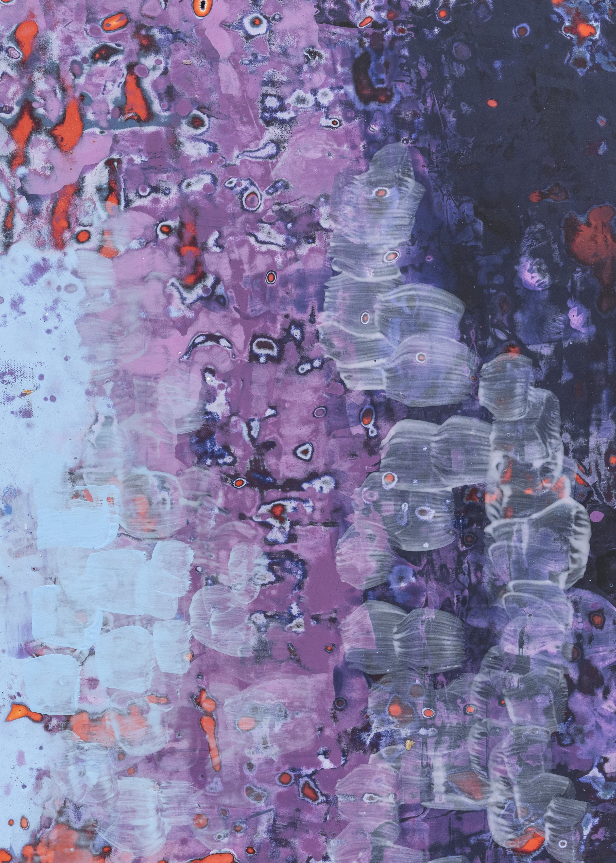 Moonbeam Jelly (detail), 2026,
acrylic, seawater & beach glass on canvas
46 x 60 x 1.5 inches.