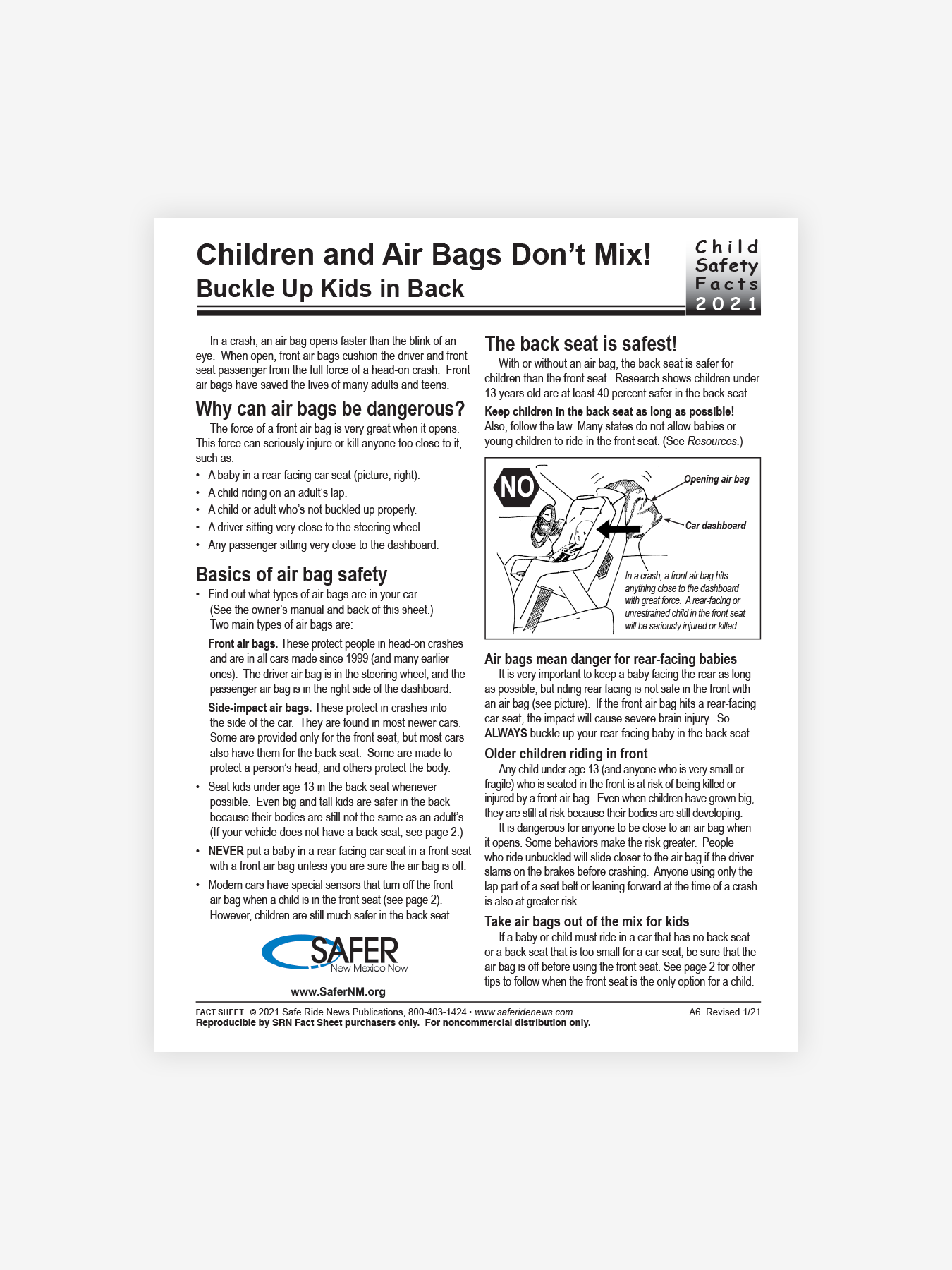Kids & Air Bags Don't Mix - English