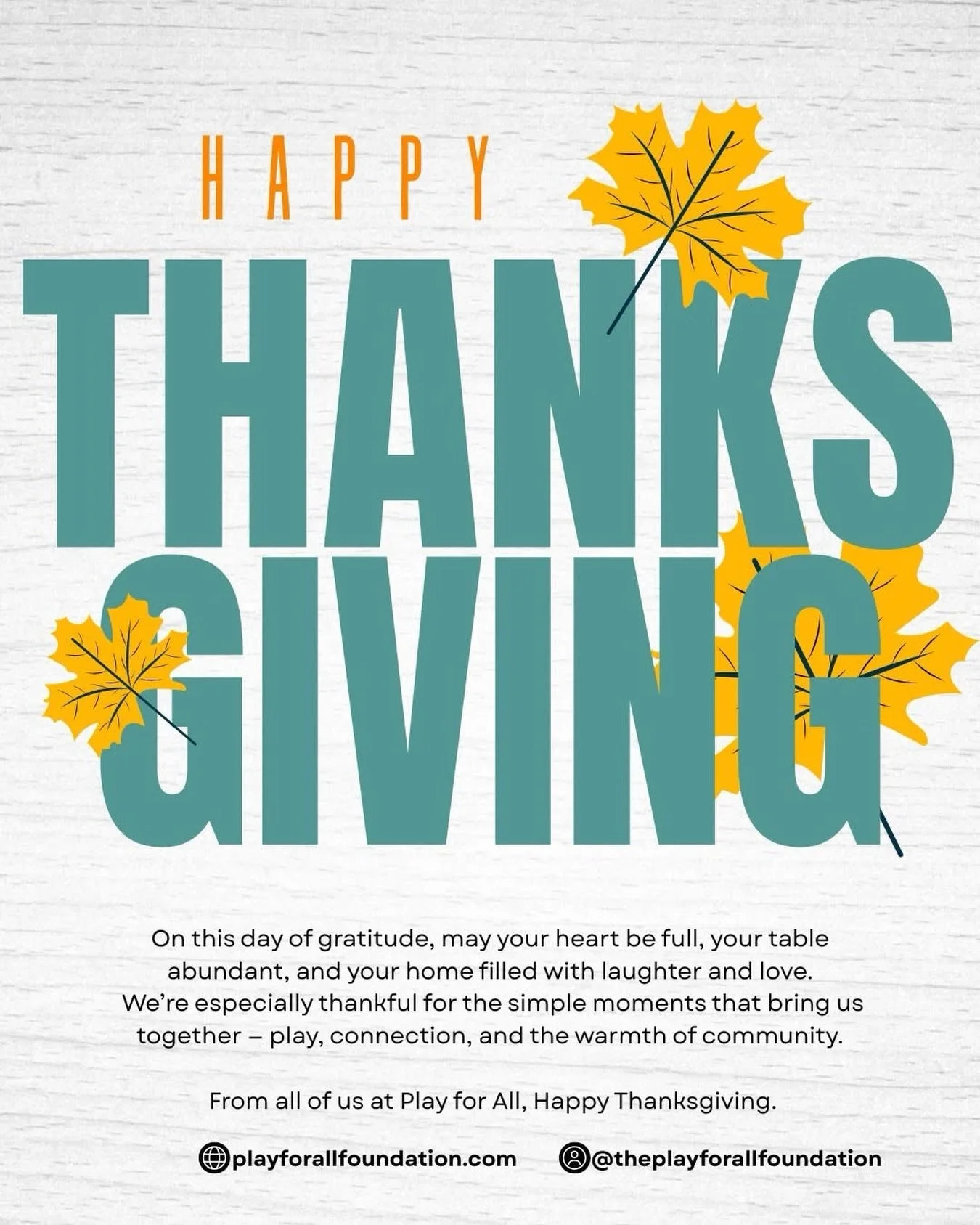 We tuned into the Thanksgiving parade this morning and took a moment to appreciate the start of a cozy holiday.
Here&rsquo;s to connection, gratitude, and the warmth of community.
Happy Thanksgiving from Play for All. 🧡
&mdash;
If you missed yesterd