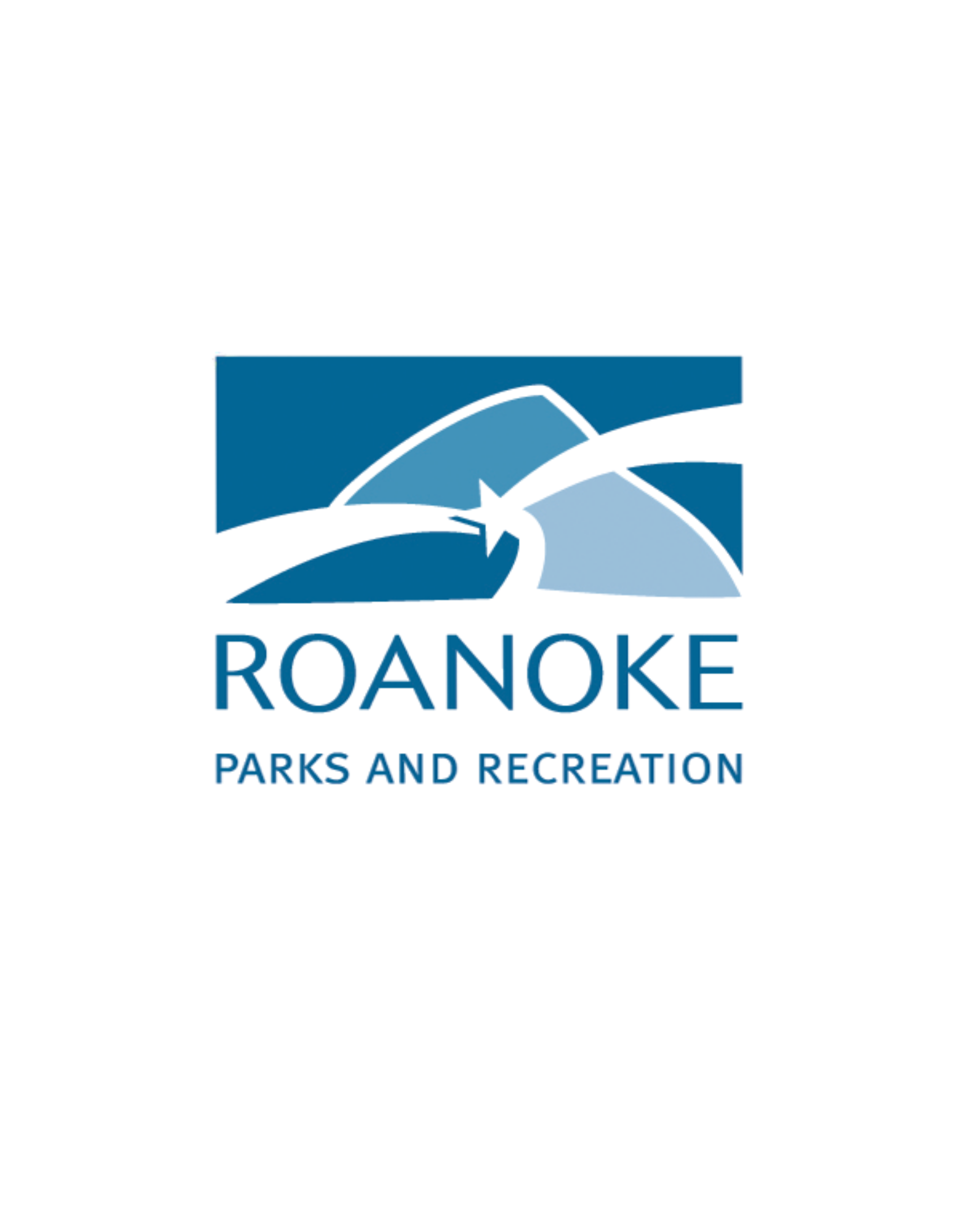 Logo for Roanoke Parks and Recreation featuring a stylized bird in flight over the word 'ROANOKE' with 'PARKS AND RECREATION' underneath.