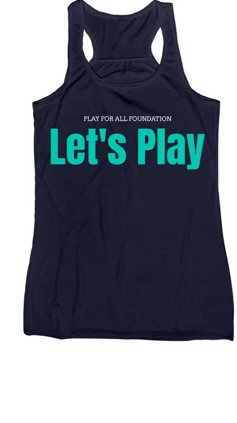 Play for all navy tank top teal "Lets Play"