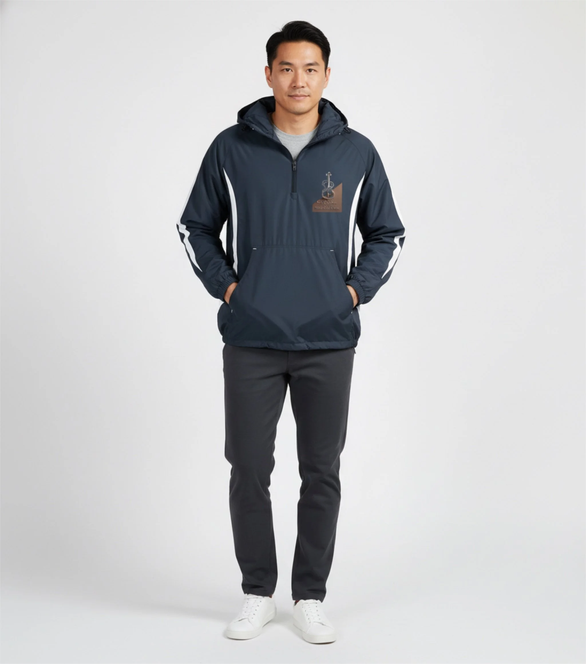 Mode du Pont Men's Lightweight Windbreaker Jacket with Global Music Production Logo