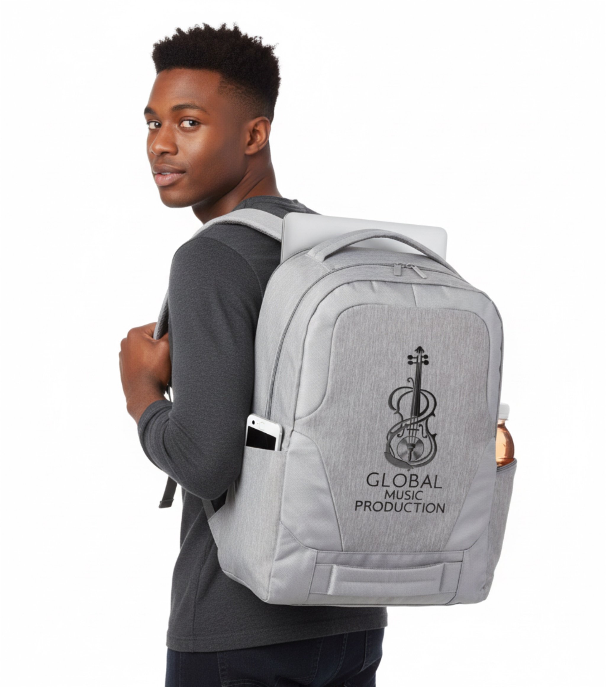 Mode Du Pont Global Music Logo Computer Backpack with USB Port