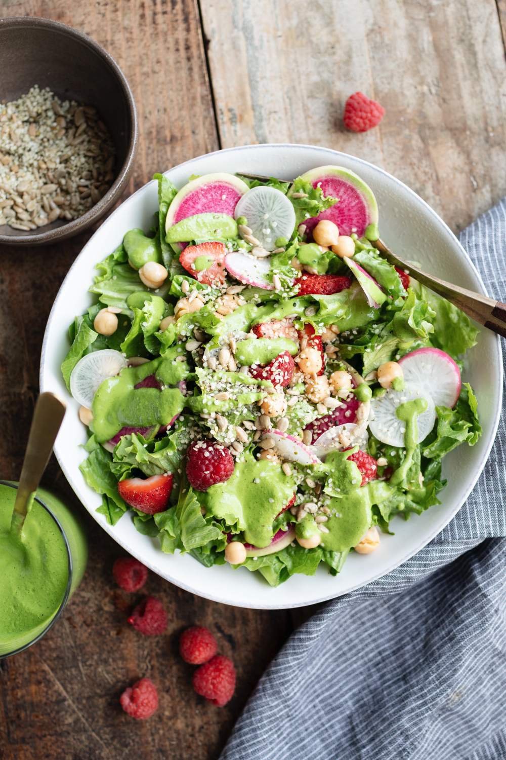 Seasonal Spring Salad with Green Goddess Dressing