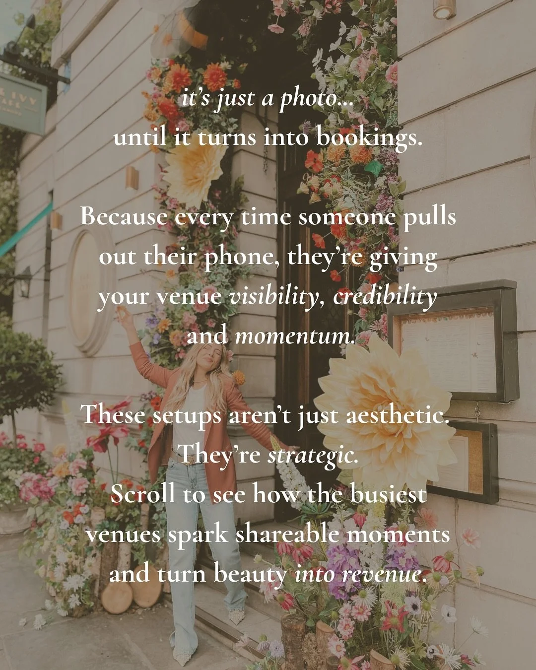 it&rsquo;s just a photo...until it turns into bookings.
Think about what would make someone stop, pull out their phone and want to create a memory or a very Instagramable post.
That&rsquo;s not just content, it&rsquo;s marketing working in real time.