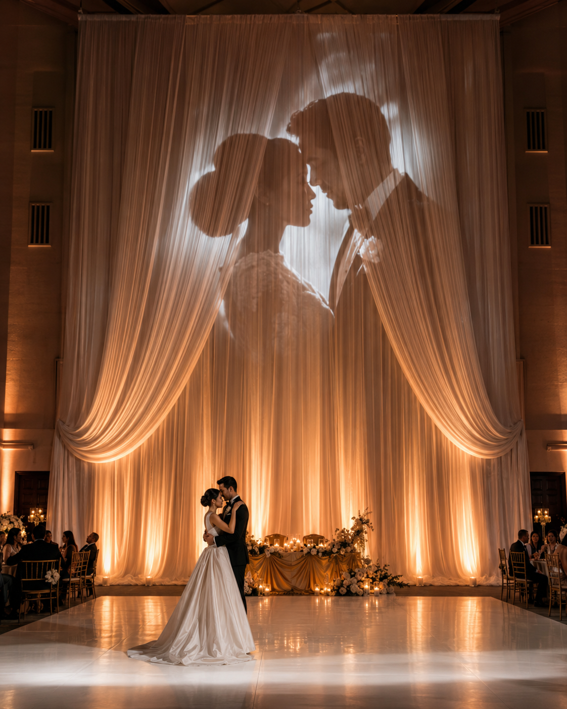 Proyector de videos, pareja en boda, proyector para eventos