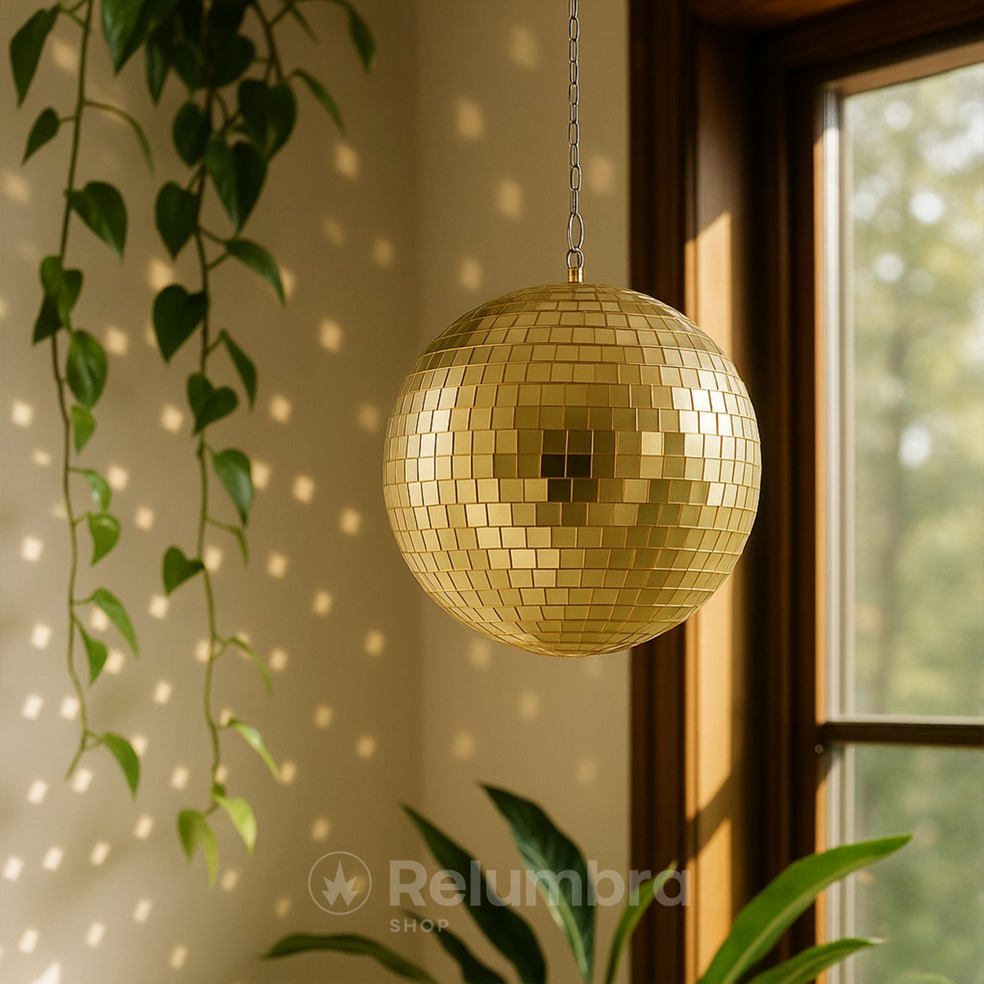 Bola disco dorada 20 cm