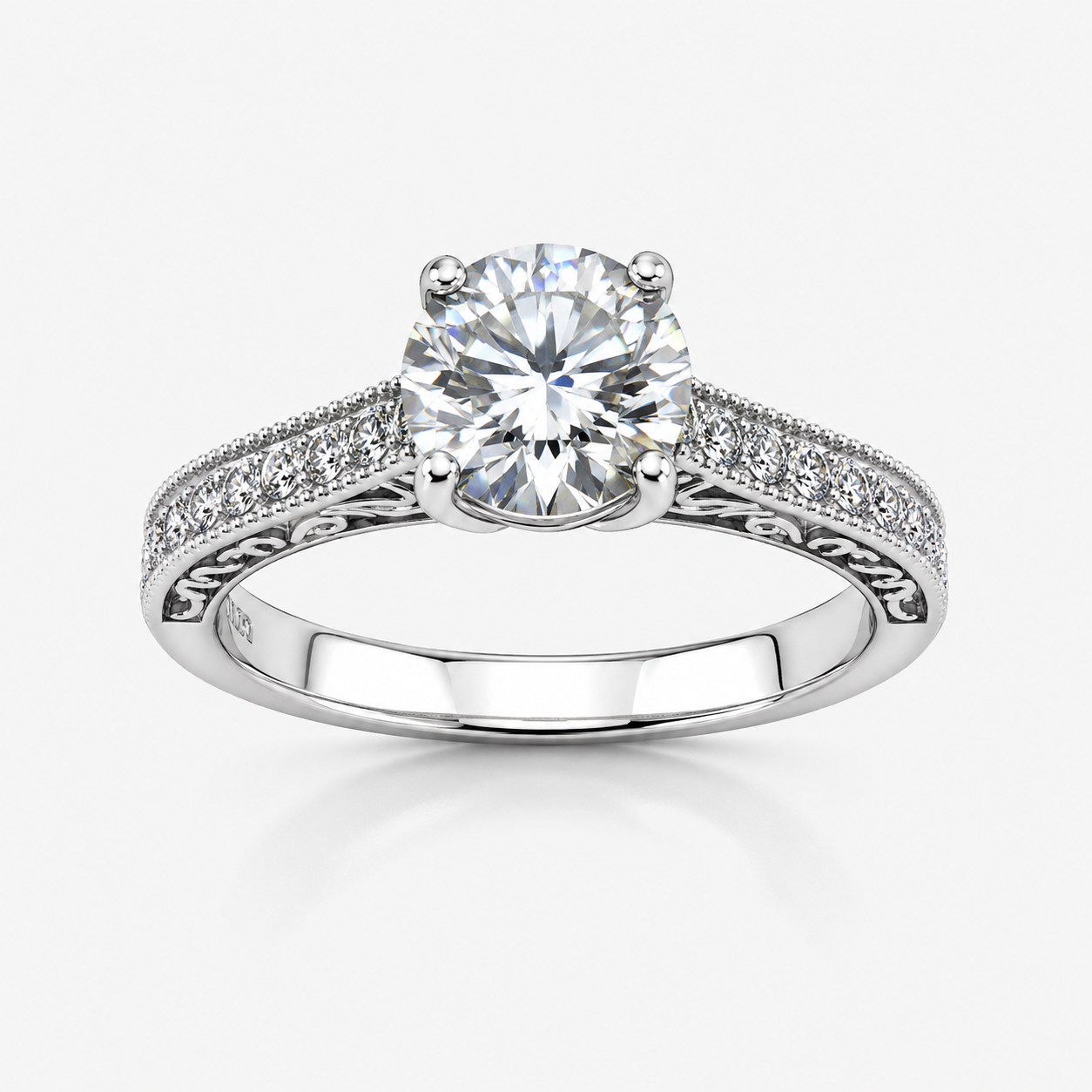 1CT Brilliant Round Moissanite Solitaire Ring- 111339- MOS