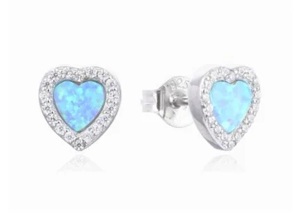 22692-925 Sterling Silver Lab Grown Blue Heart stud Earrings - k5