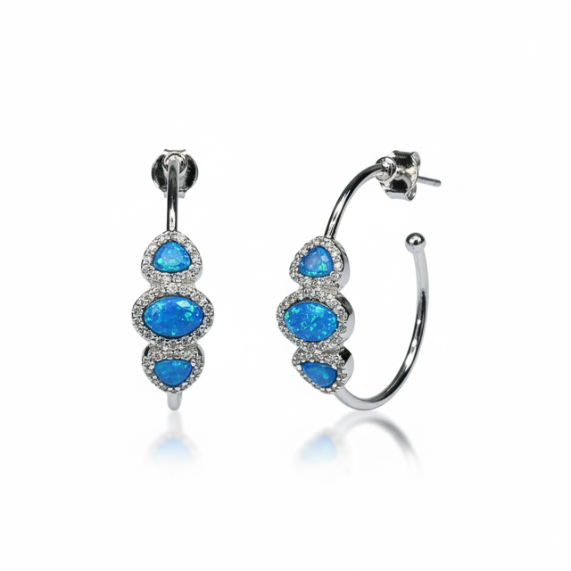 925 sterling silver Lab Grown HEART Shape hoop Earrings -22313-k5