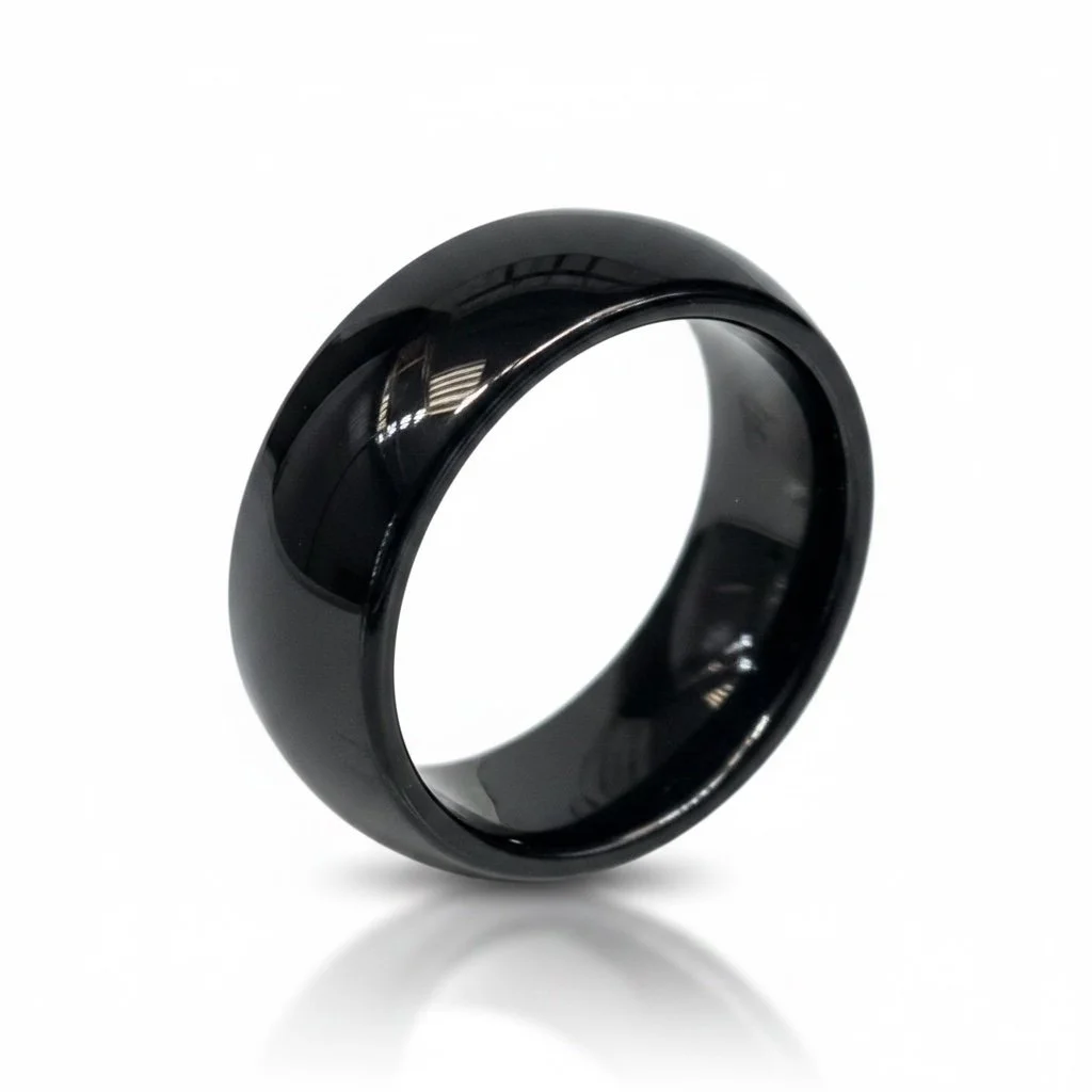 TUNGSTEN Black Dom Wedding Band Ring,high polished comfort fit, TNGR0007