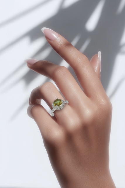 925 Sterling Silver lab created changing color zultnite ring,helo style - 11CZ81-204