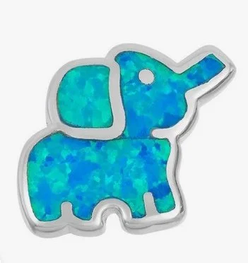 925 STERLING SILVER Lab Grown Blue Opal elephant stud earrings - 22213-k5