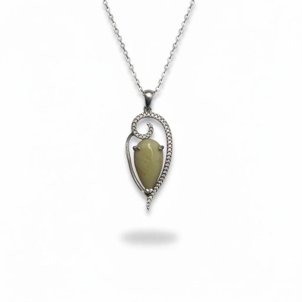 925 Silver Yellow Ageta gemstone Pendant-33OP93-YEL