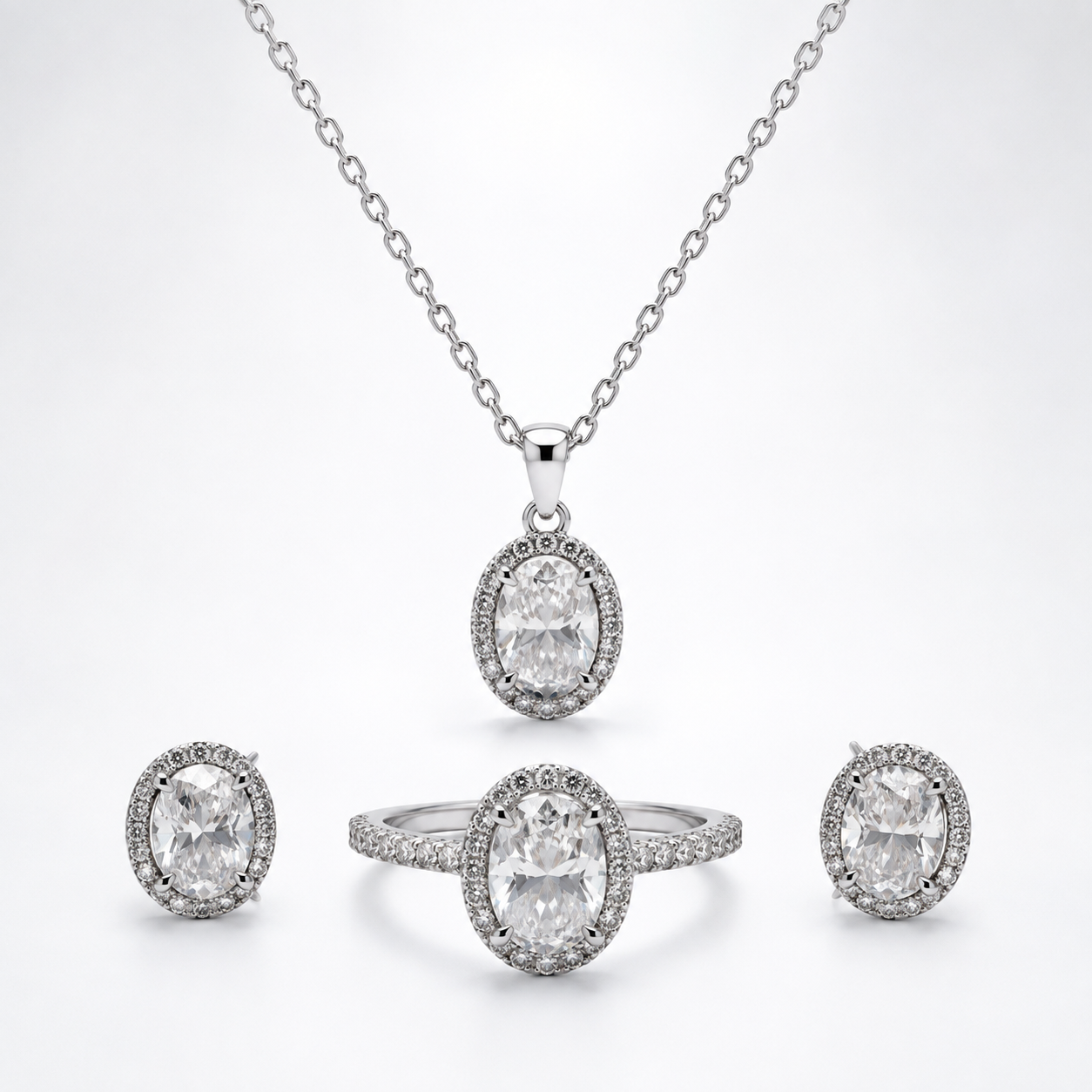 4 ct Total Eternal Sparkle Moissanite OVAL  Halo Set-111541-221091-331413- MOS