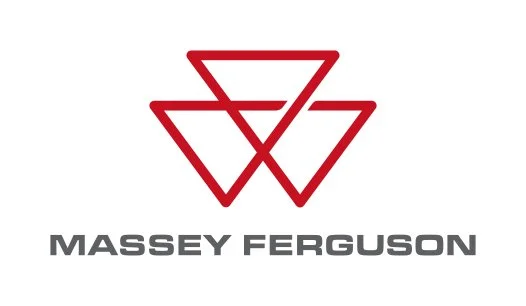 Massey Ferguson logo with three interconnected red triangles and the company name in bold gray letters underneath.