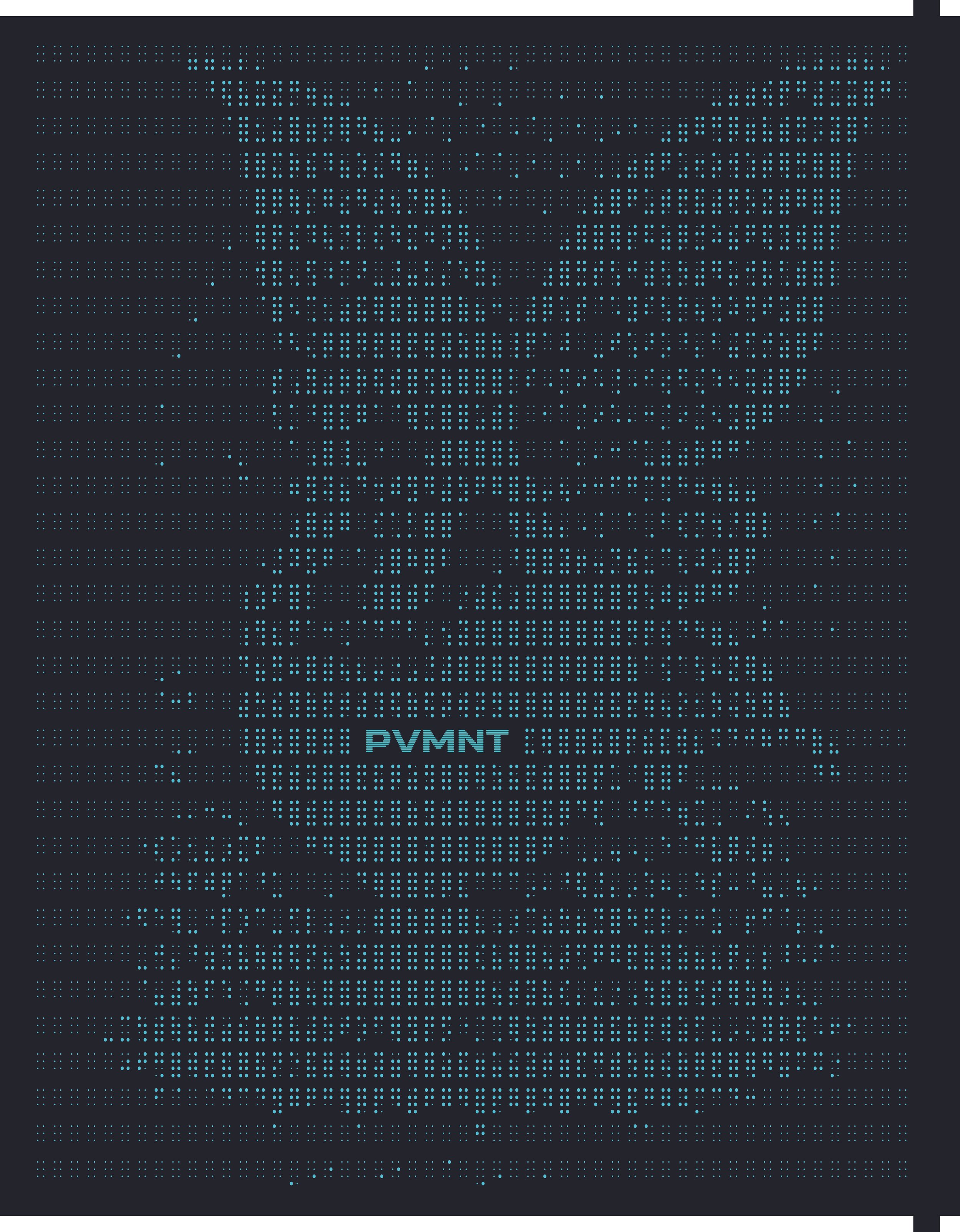 image created with braille of a fairy leaning over a bird bath with a gloomy vibe. PVMNT branding is located in the middle of the image.