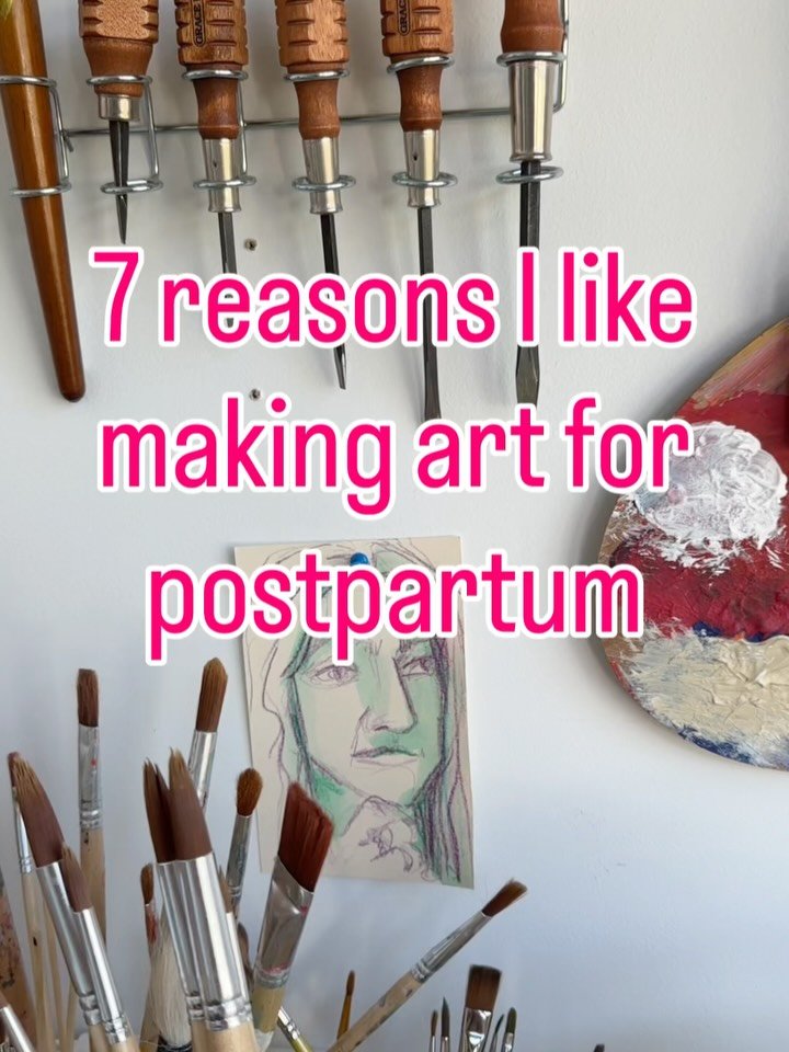 Here are a few reasons I think making art is worth your time during postpartum 🤍

Some of these reasons are why I turned to art during postpartum, personally. Some are benefits I&rsquo;ve noticed in my work with postpartum parents. 

Swipe &rarr; le
