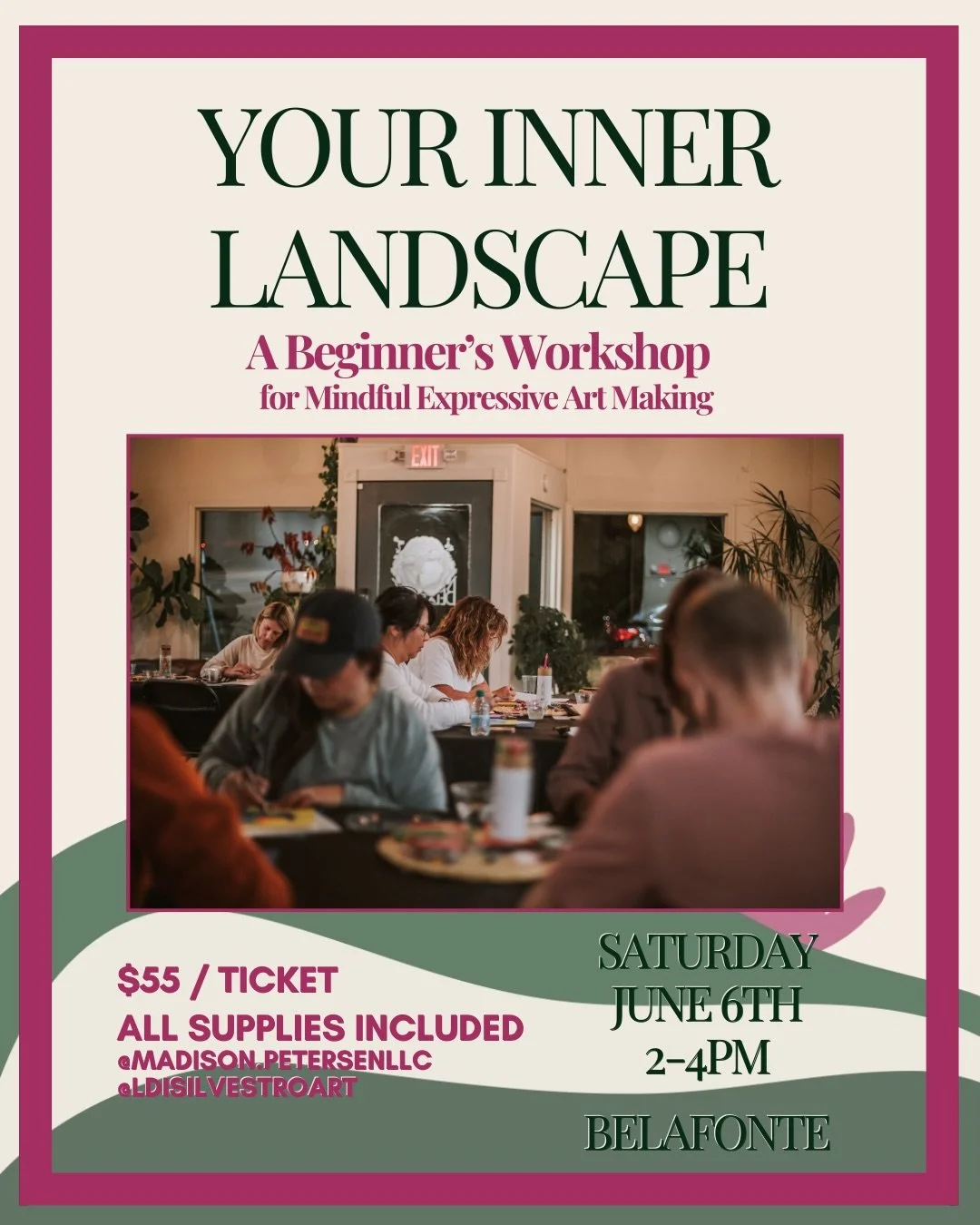 WEEKEND WORKSHOP ALERT

You asked for it, we are doing it. For the FIRST time ever&hellip;
Our beginner art+expression workshop is on a Saturday!

🗓 June 6
⏰ 2&ndash;4 PM
📍 Belafonte

Perfect for:
✔️ out-of-towners
✔️ caregivers
✔️ busy professiona