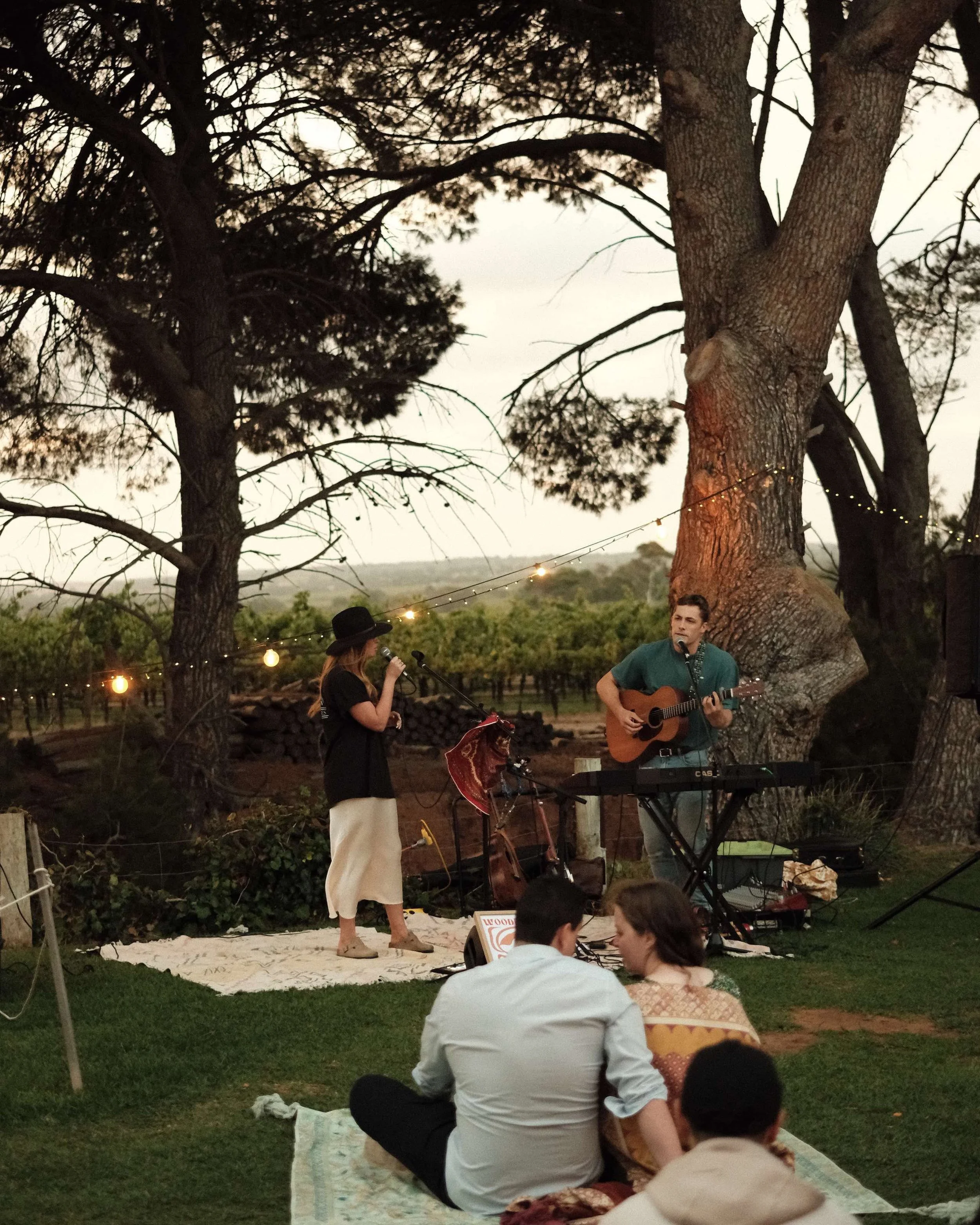 Woodfolk acoustic duo performing live folk music at Down the Rabbit Hole winery