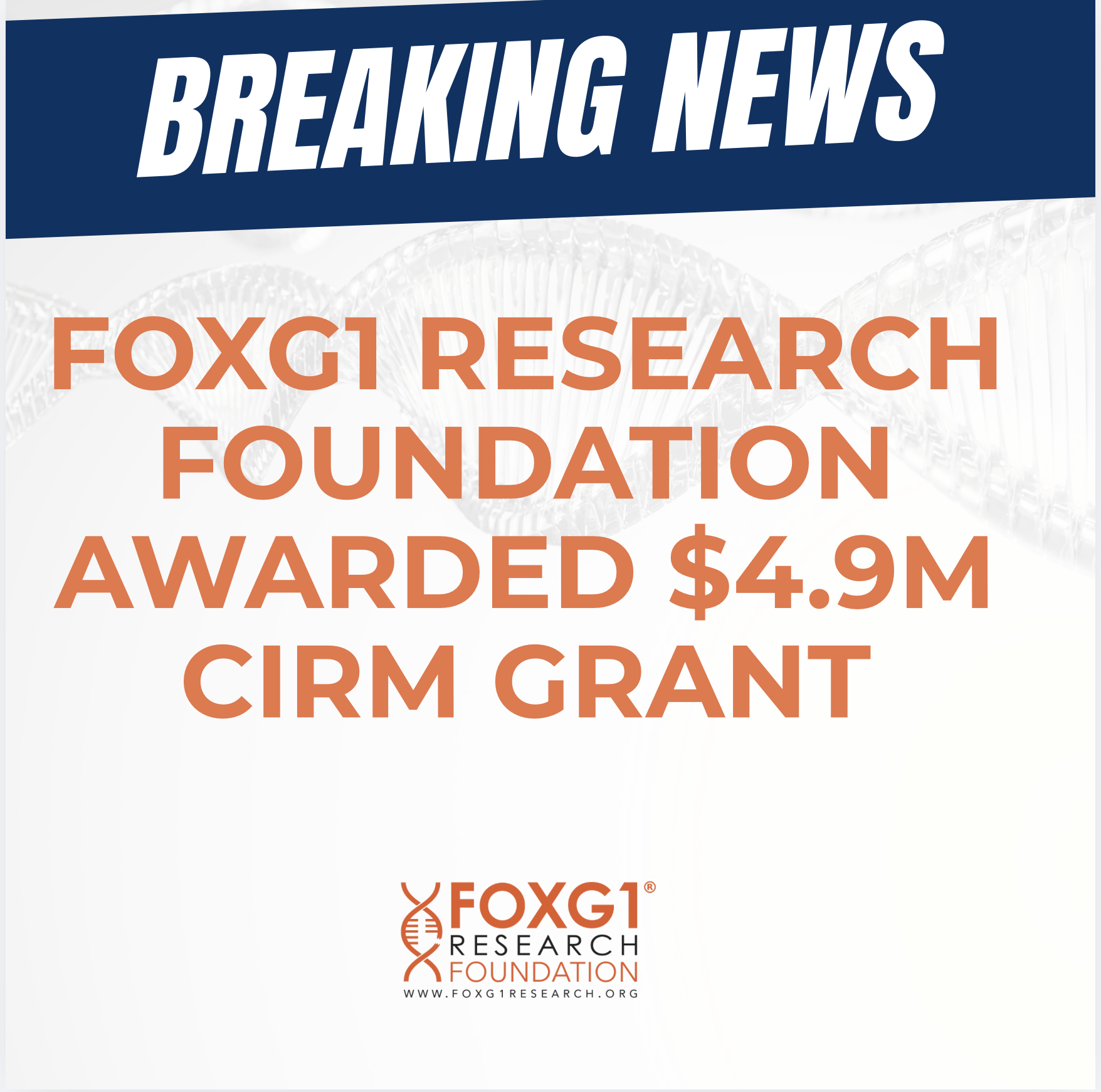 FOXG1 Research Foundation Awarded $4.9M CIRM Grant to Advance Gene Therapy 