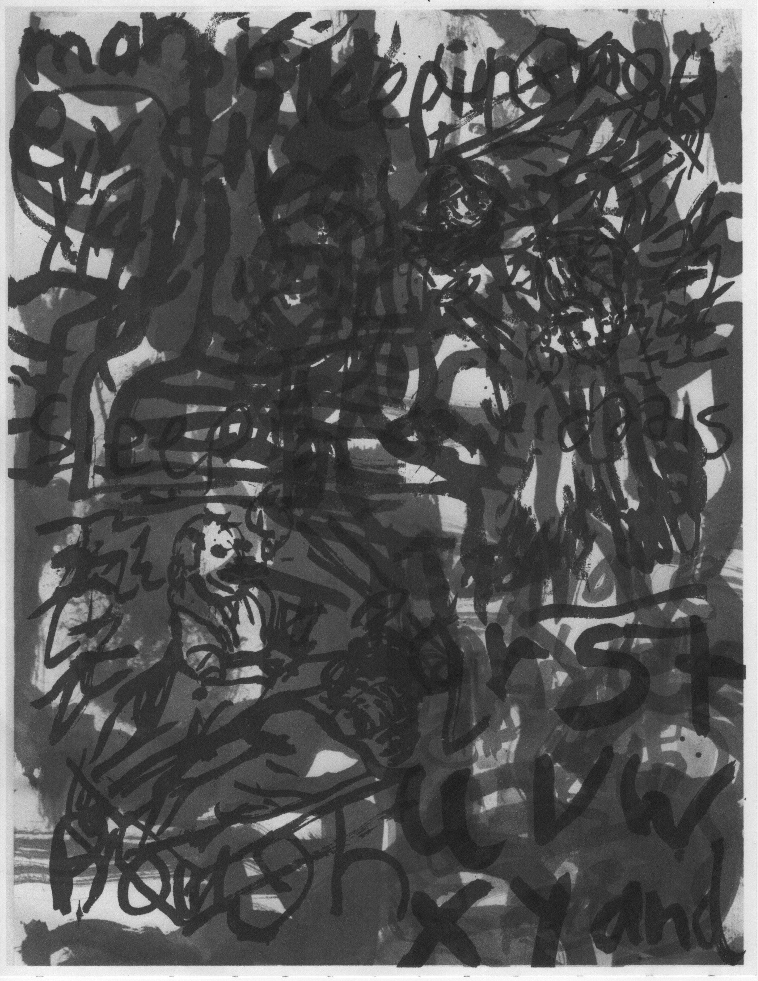 Sleeping Rough, 2023, India ink, inkjet on paper, 8.5"x 11"