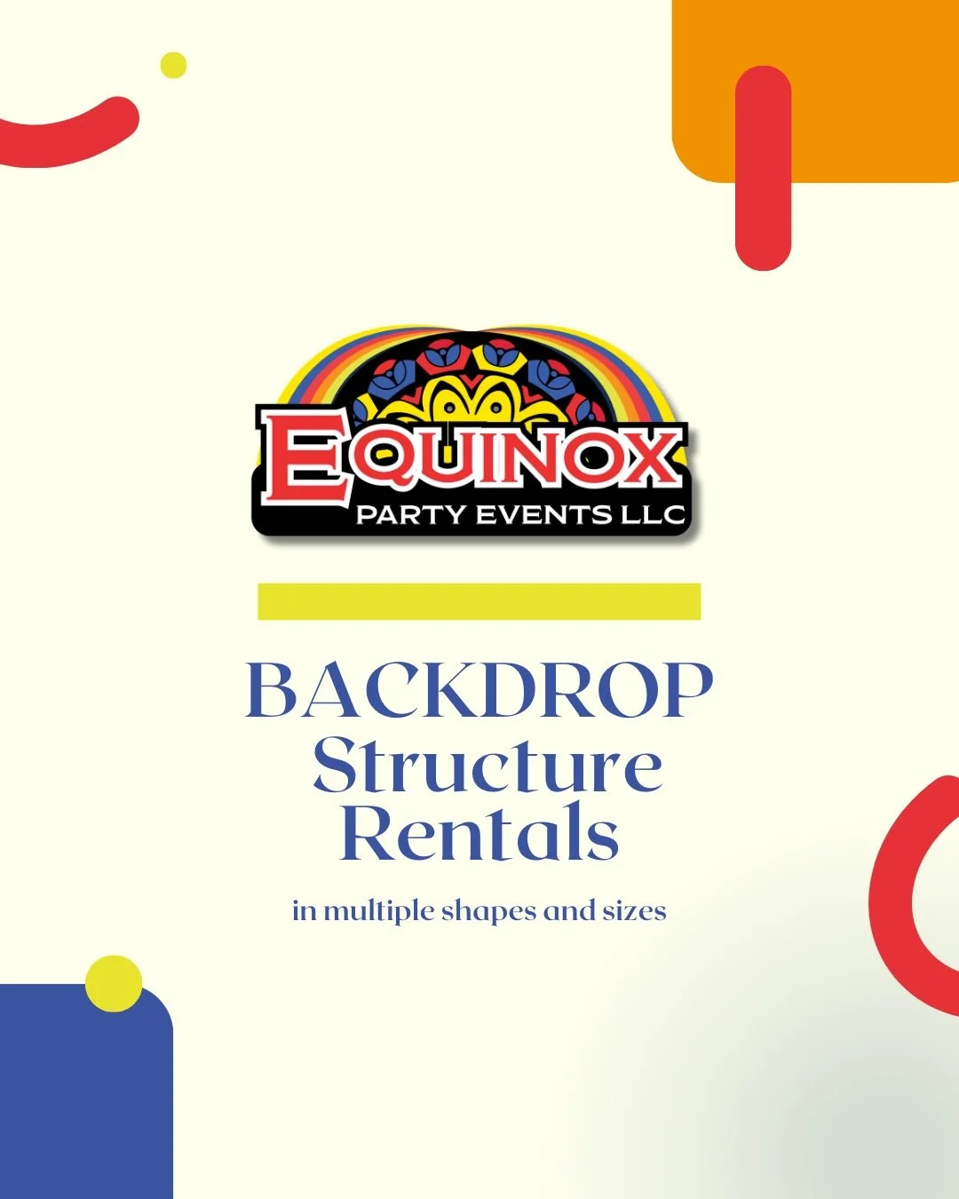 Transform your event with our Backdrop Structure Rentals!
From elegant frames to modern statement pieces, Equinox Party Events has the perfect setup to elevate any celebration. Create the photo-worthy moment your guests will love! 💫

Ready to design