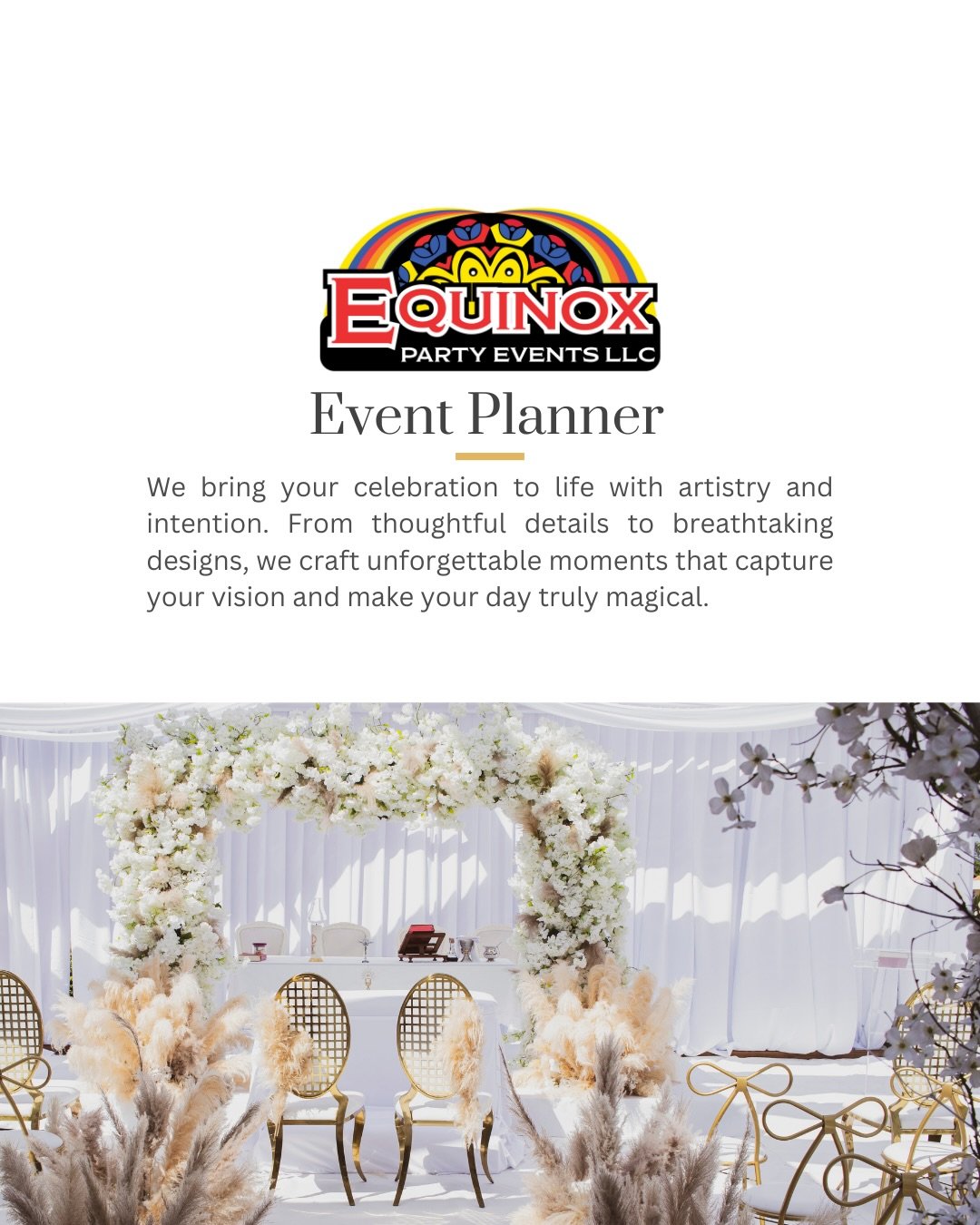 Now Booking 2026 Celebrations! ✨ At Equinox Party Events, we bring your event or celebration to life with artistry and intention. From thoughtful details to breathtaking designs, we create unforgettable moments that turn your vision into magic.

Here