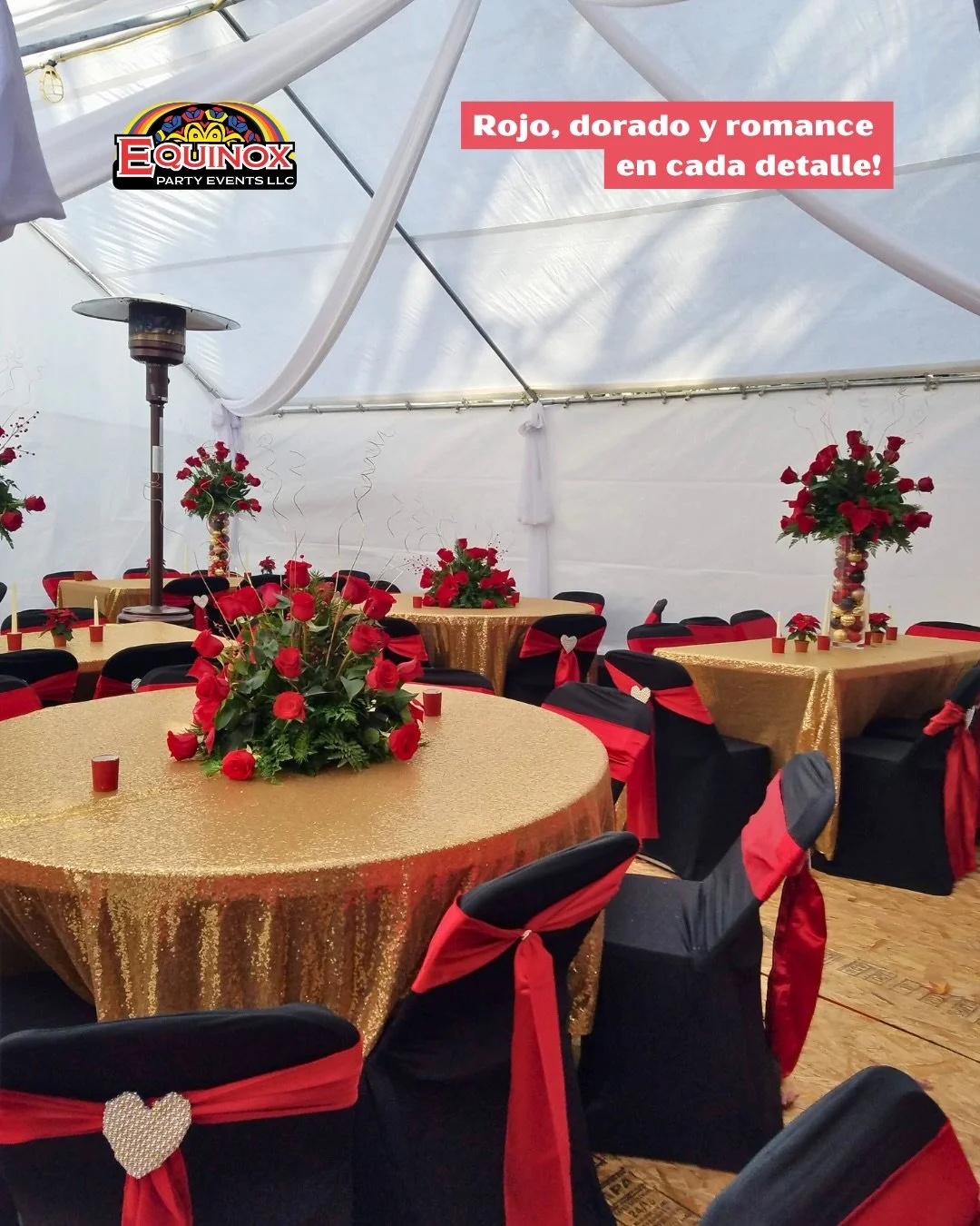 Rojo, dorado y romance en cada detalle ❤️✨ Perfecto para cenas de San Valent&iacute;n, aniversarios o celebraciones &iacute;ntimas. Deja que tu historia de amor marque el ambiente con Equinox Party Events. 

👉🏼 Ya estamos reservando fechas para San