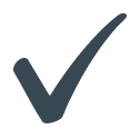 A large dark gray checkmark symbol.