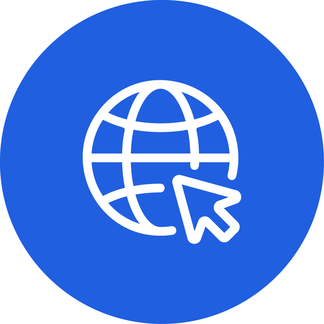 Icon of a globe with a cursor arrow, representing internet or web access.