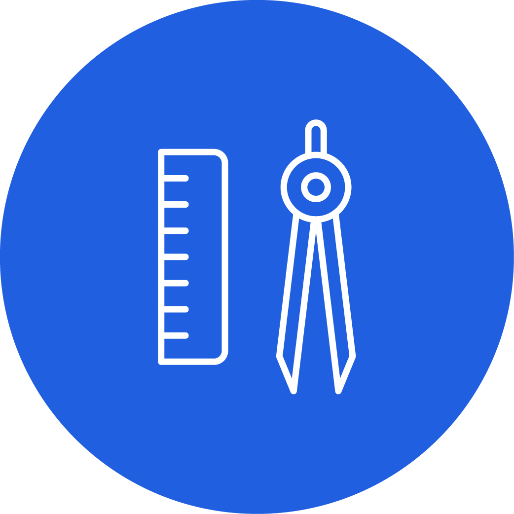 Icon of a ruler and a compass indicating measurement or technical drawing.
