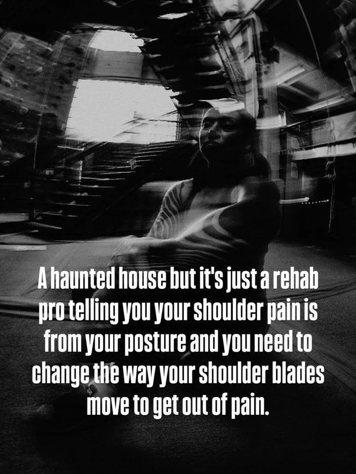 The real horror story is wasting months doing low load &ldquo;activation&rdquo; drills and never getting stronger.

Strength training is the rehab. It doesn&rsquo;t have to be complicated.

Load it, progress it, climb again.

You don&rsquo;t need 15 
