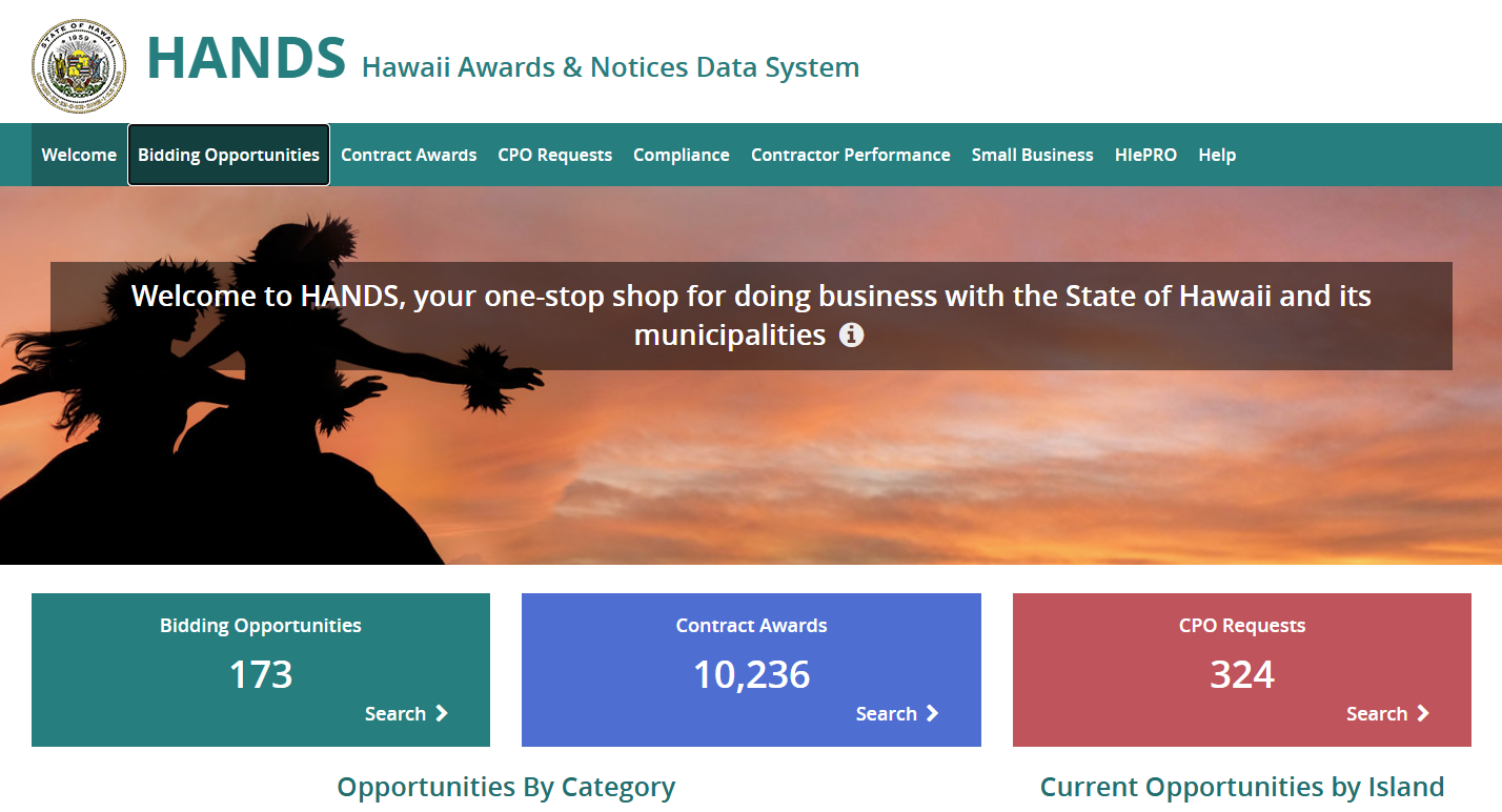 Screenshot of HANDS website