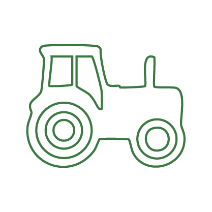 Outline of a tractor in green