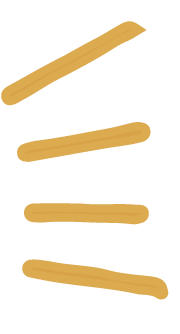 Four yellow lines arranged vertically and slightly slanted to the right on a transparent background.