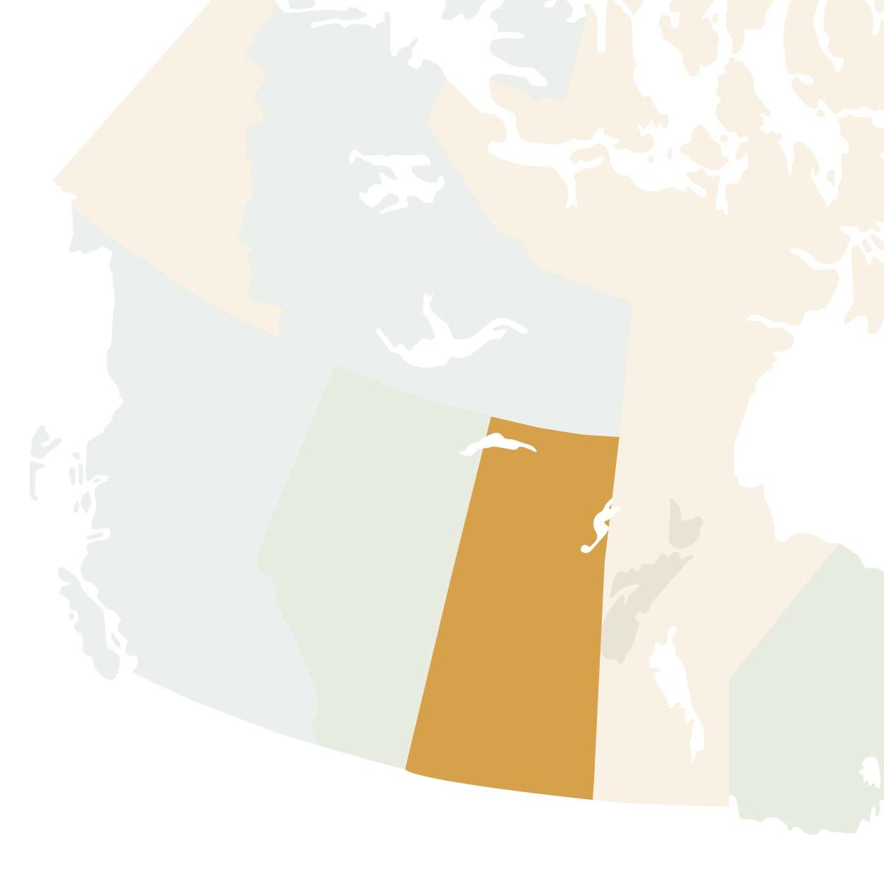Partial map of Canada with highlighted colour on province of Sakatchewan..