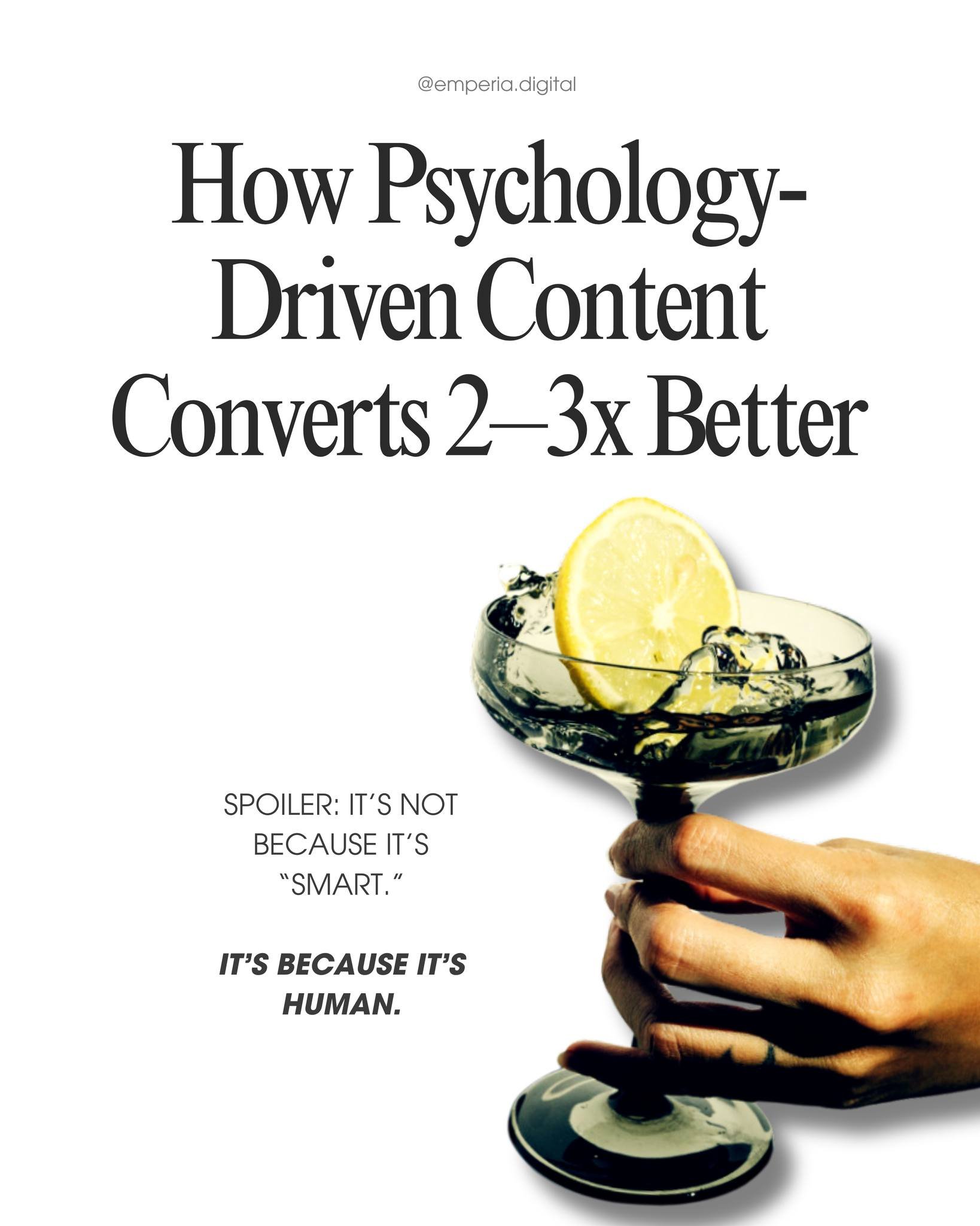 Most content teaches.
Psychology-based content transforms.
If your brand is getting reach but not results &mdash; if people love your vibe but still aren&rsquo;t buying &mdash; you don&rsquo;t need more hooks or templates.
You need content that speak