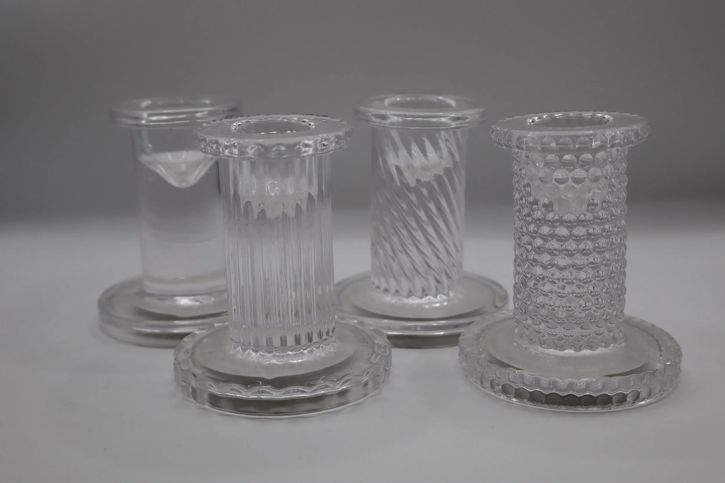 Glass Textured Candle Stick Holders