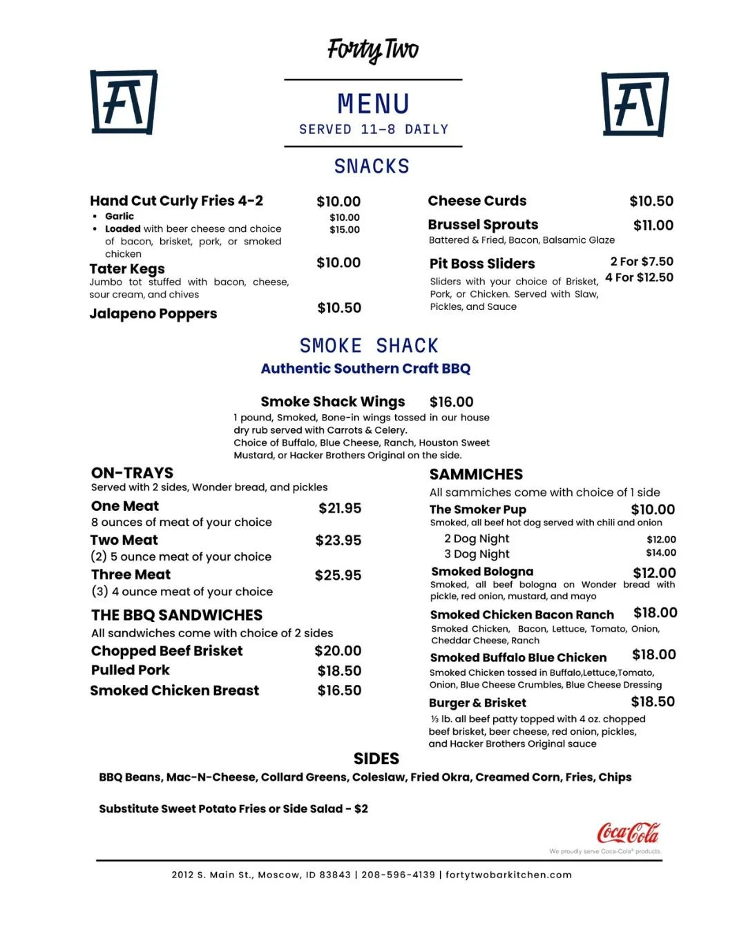 4 4 2 Menu. Example Menu | Explore Our Flavors — FORTY TWO