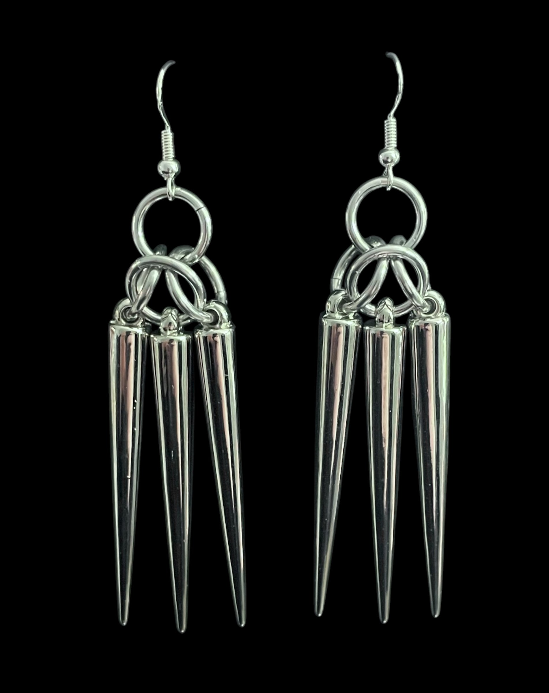 CHAINMAIL 2 INCH XL SPIKES EARRINGS