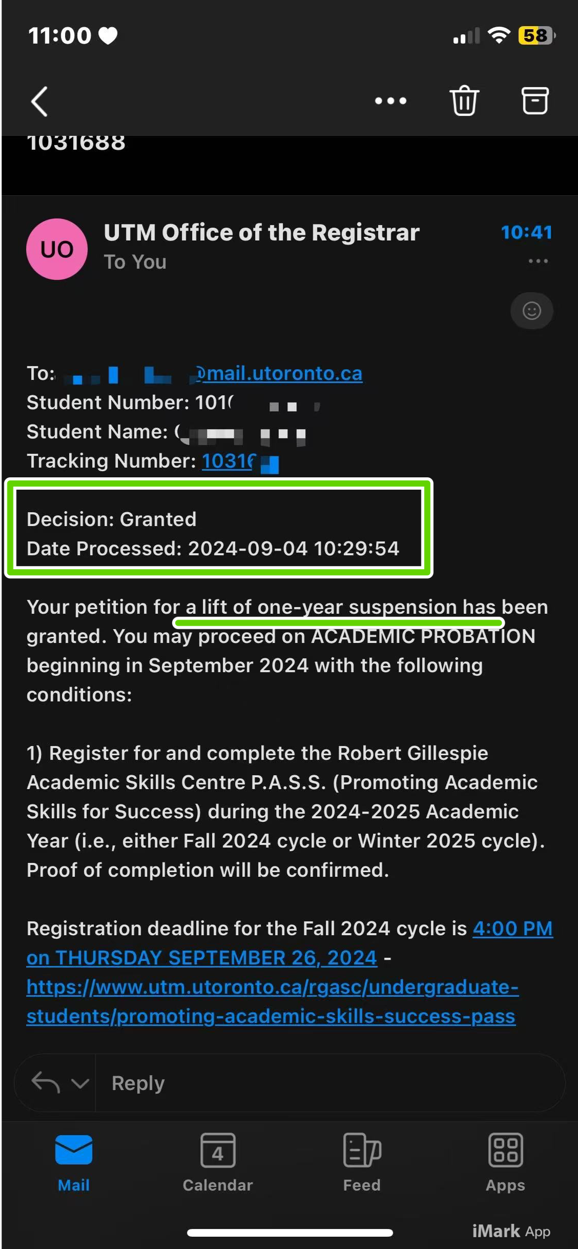 成功案例0｜GPA 0.00｜不可能的任务 ：申请一天获批！无缝返校上学