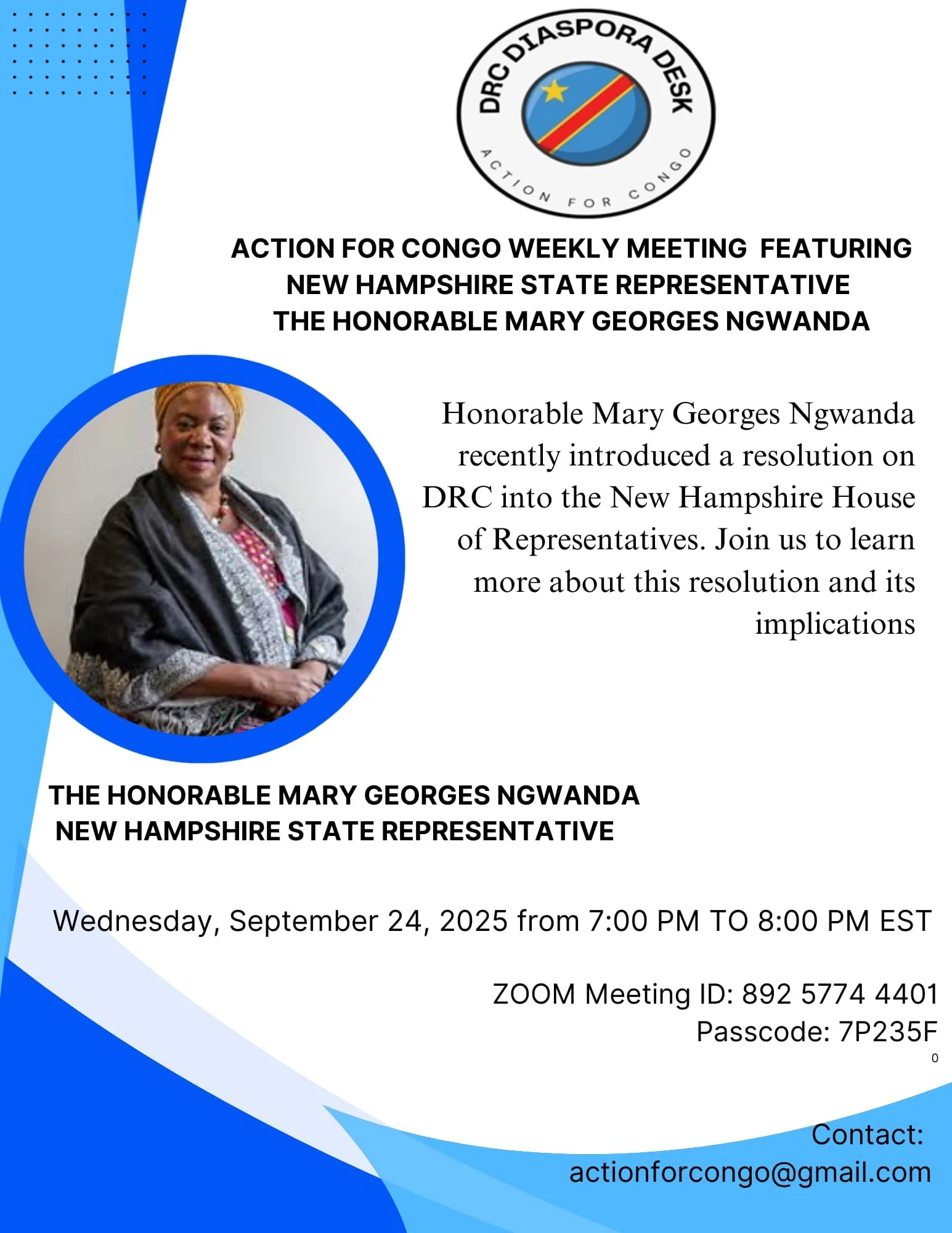 Action for Congo Weekly Meeting